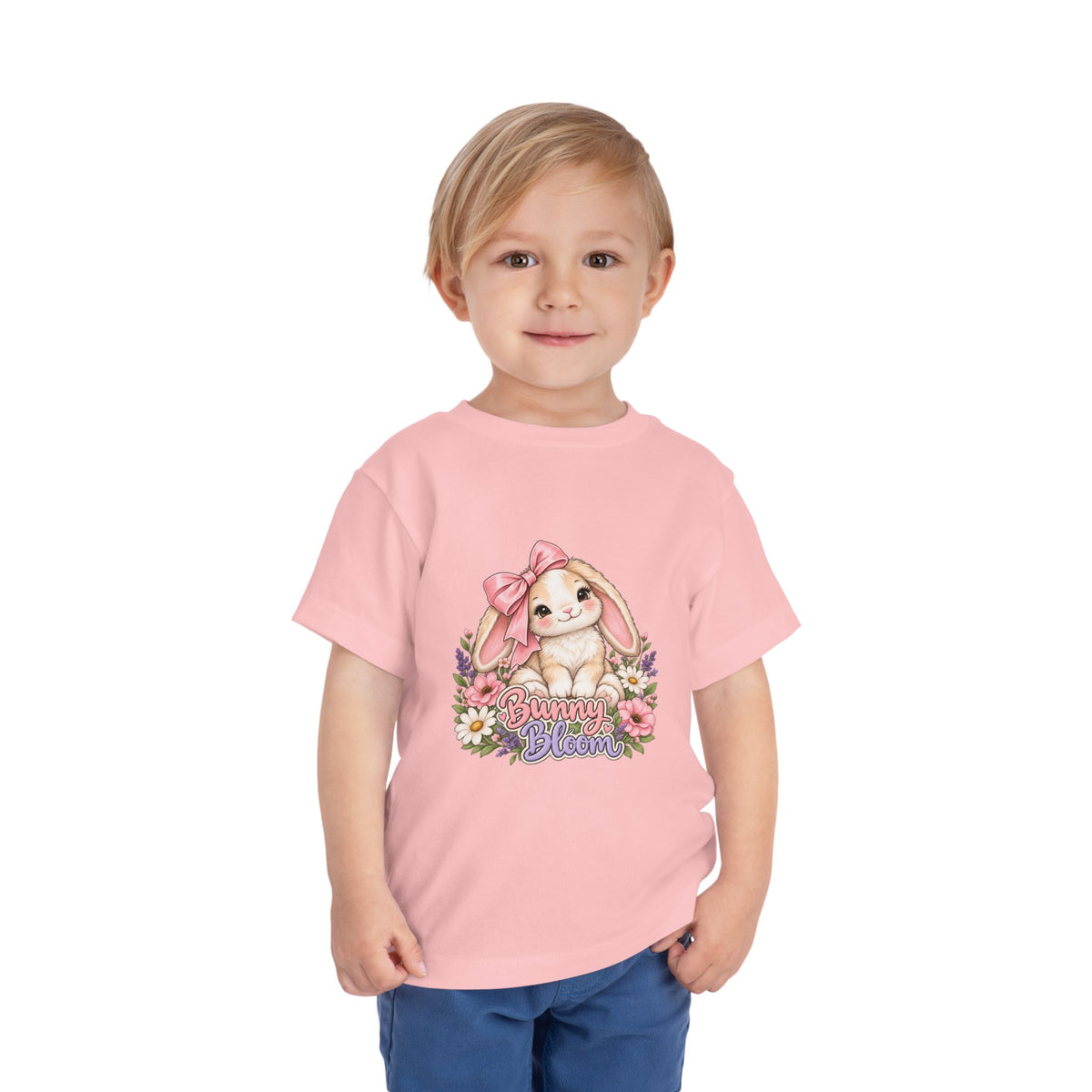Toddler Tee — "Bunny Bloom" Cute Bunny with Flowers