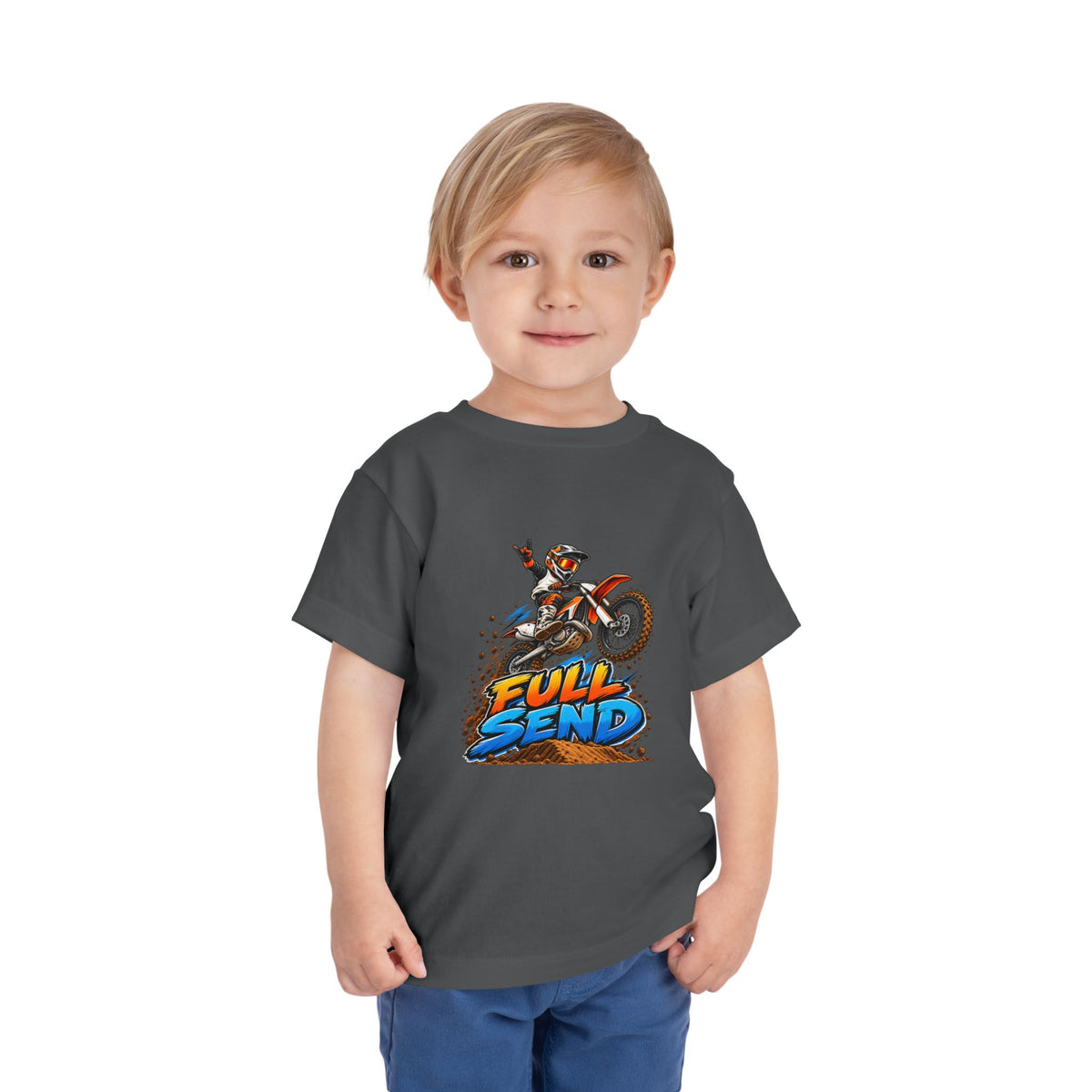 Toddler Tee — "Full Send" Dirt Bike Graphic