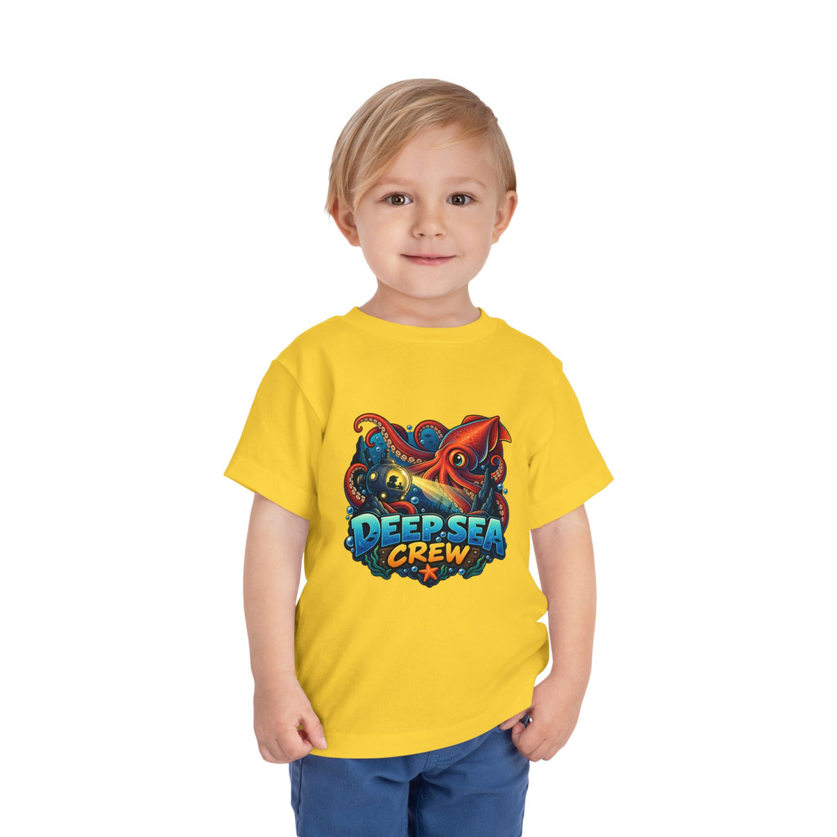 Toddler Tee — "Deep Sea Crew" Cute Squid Ocean Graphic Shirt