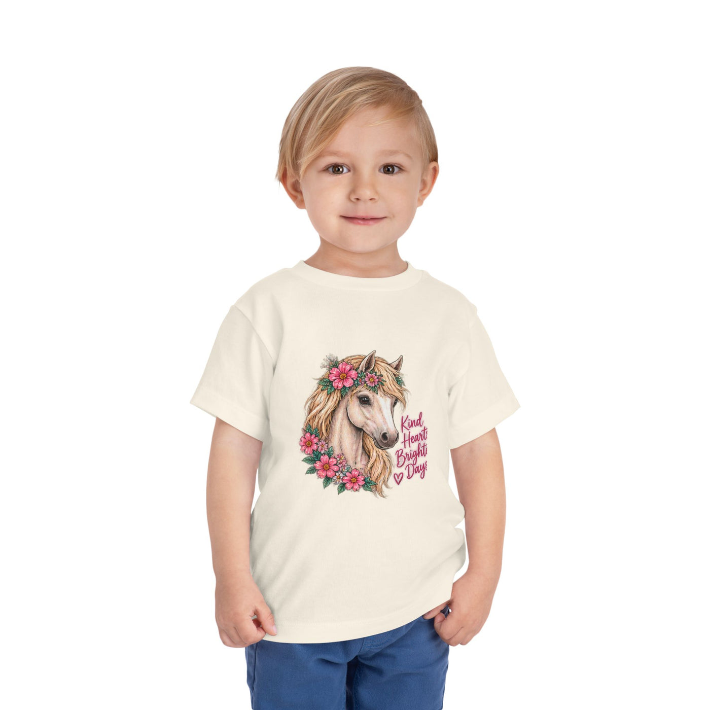 Toddler Tee — Floral Horse "Kind Hearts Bright Days" Cute Pony Shirt
