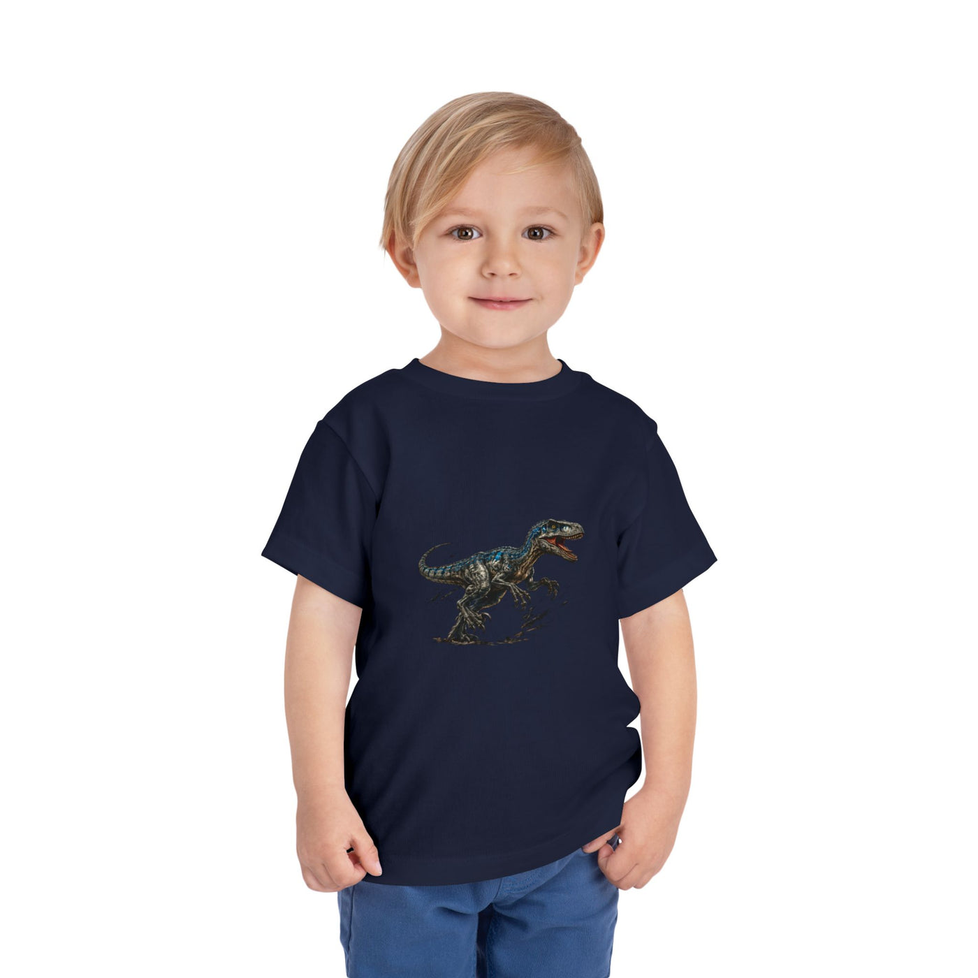 Toddler Tee — Running Velociraptor Dinosaur Graphic