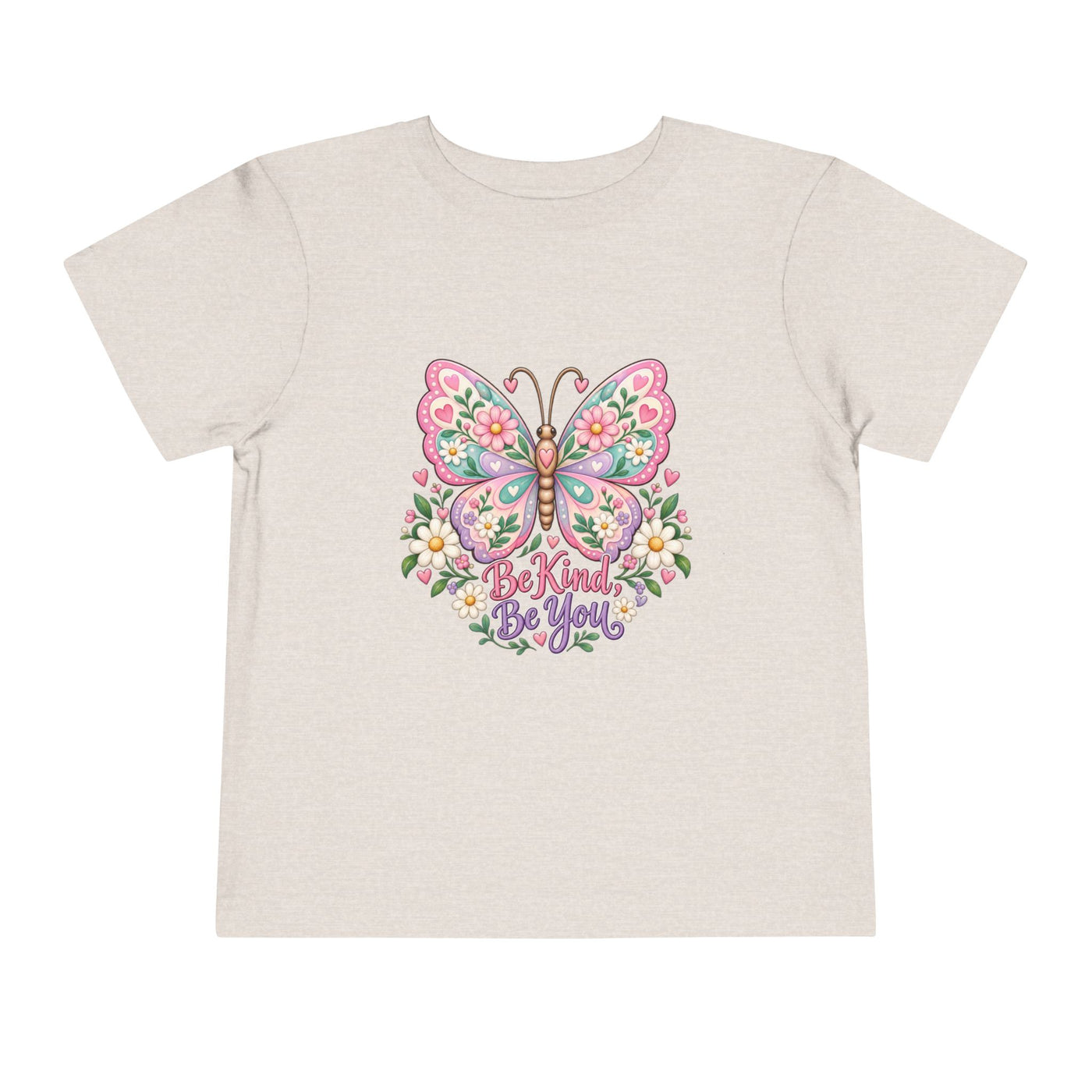 Toddler Tee — Pink Butterfly “Be Kind Be You” Floral Graphic