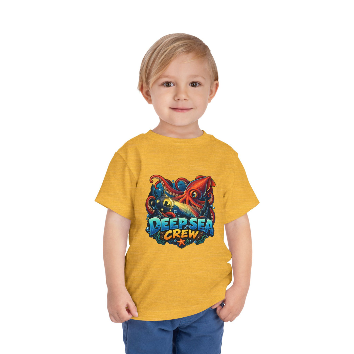 Toddler Tee — "Deep Sea Crew" Cute Squid Ocean Graphic Shirt