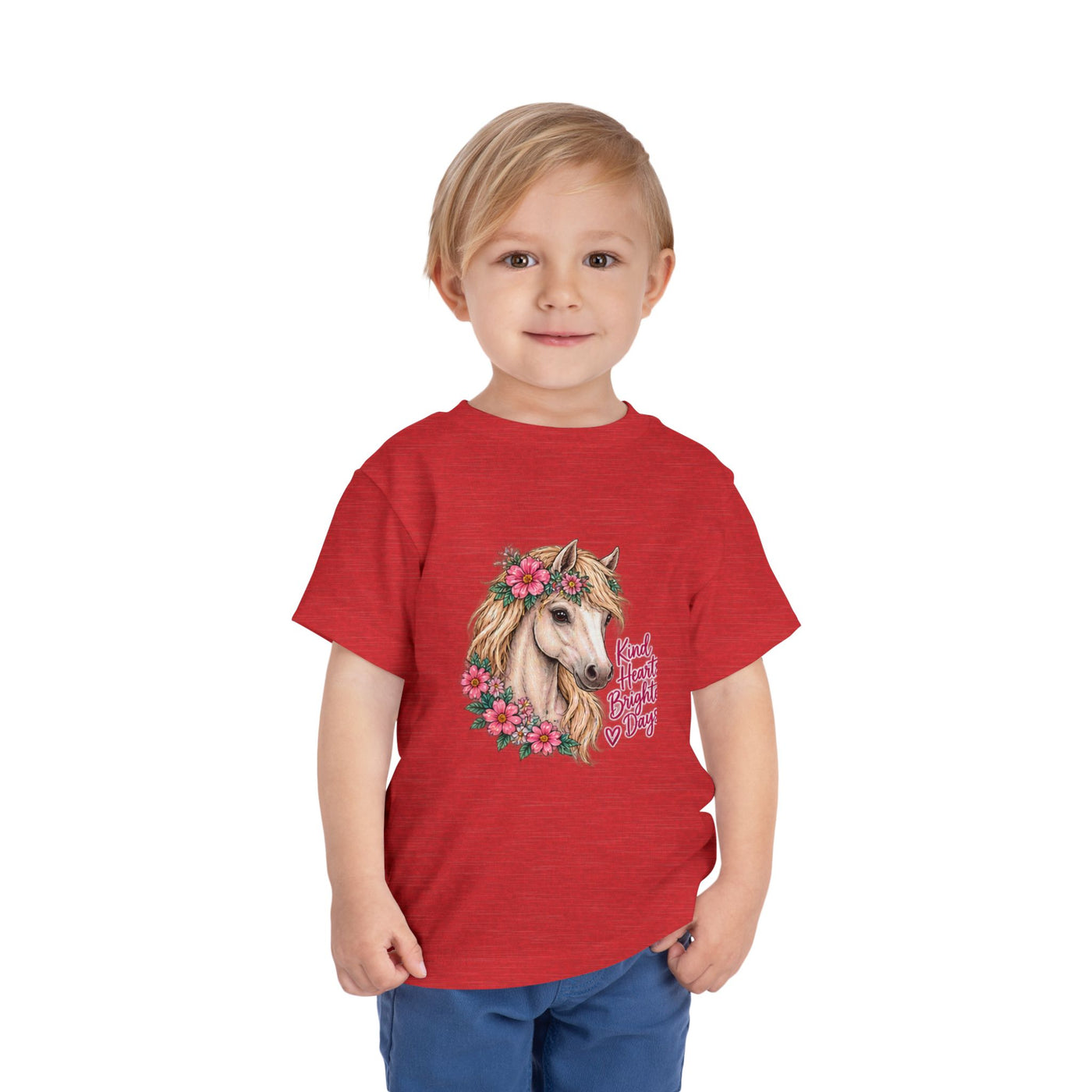 Toddler Tee — Floral Horse "Kind Hearts Bright Days" Cute Pony Shirt