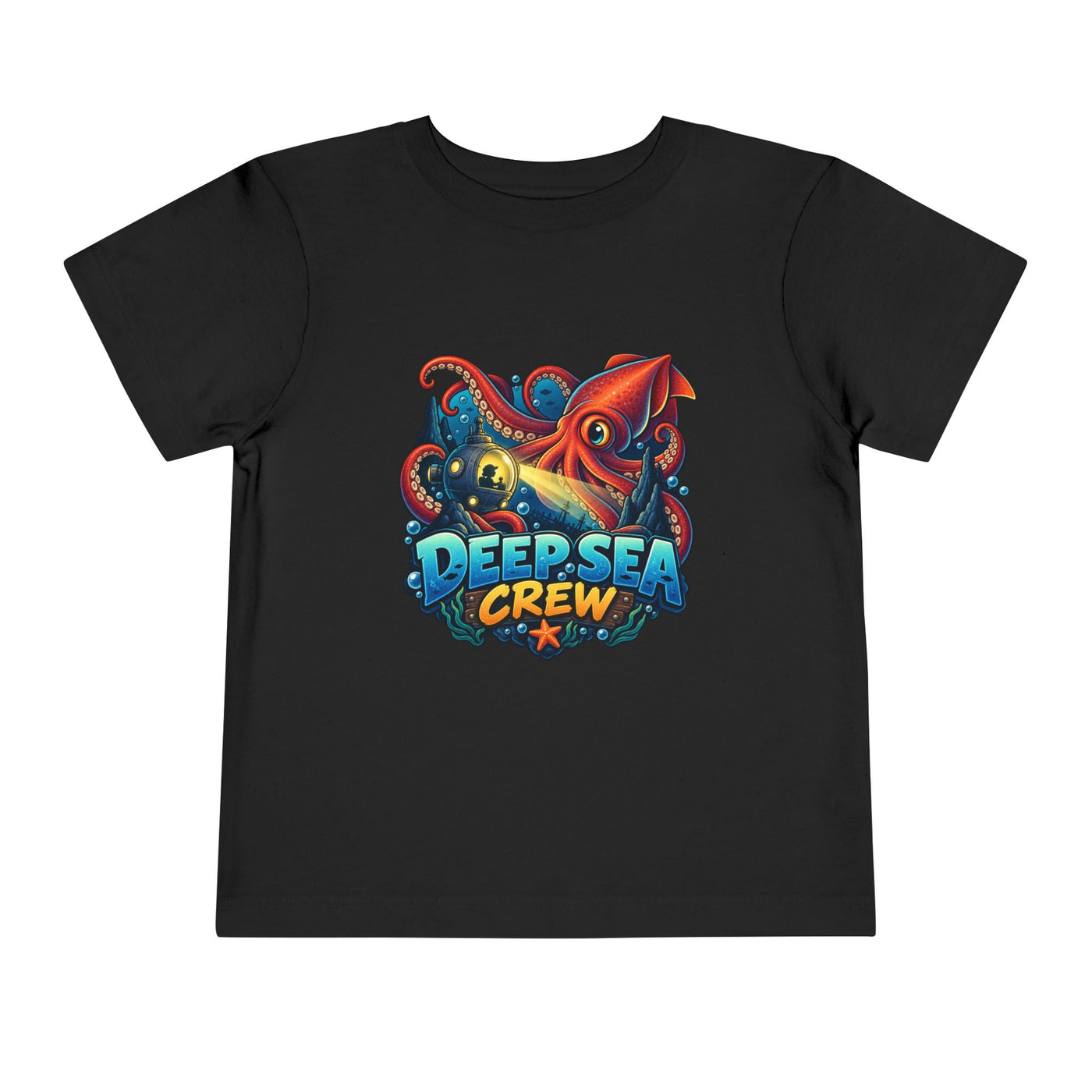 Toddler Tee — "Deep Sea Crew" Cute Squid Ocean Graphic Shirt