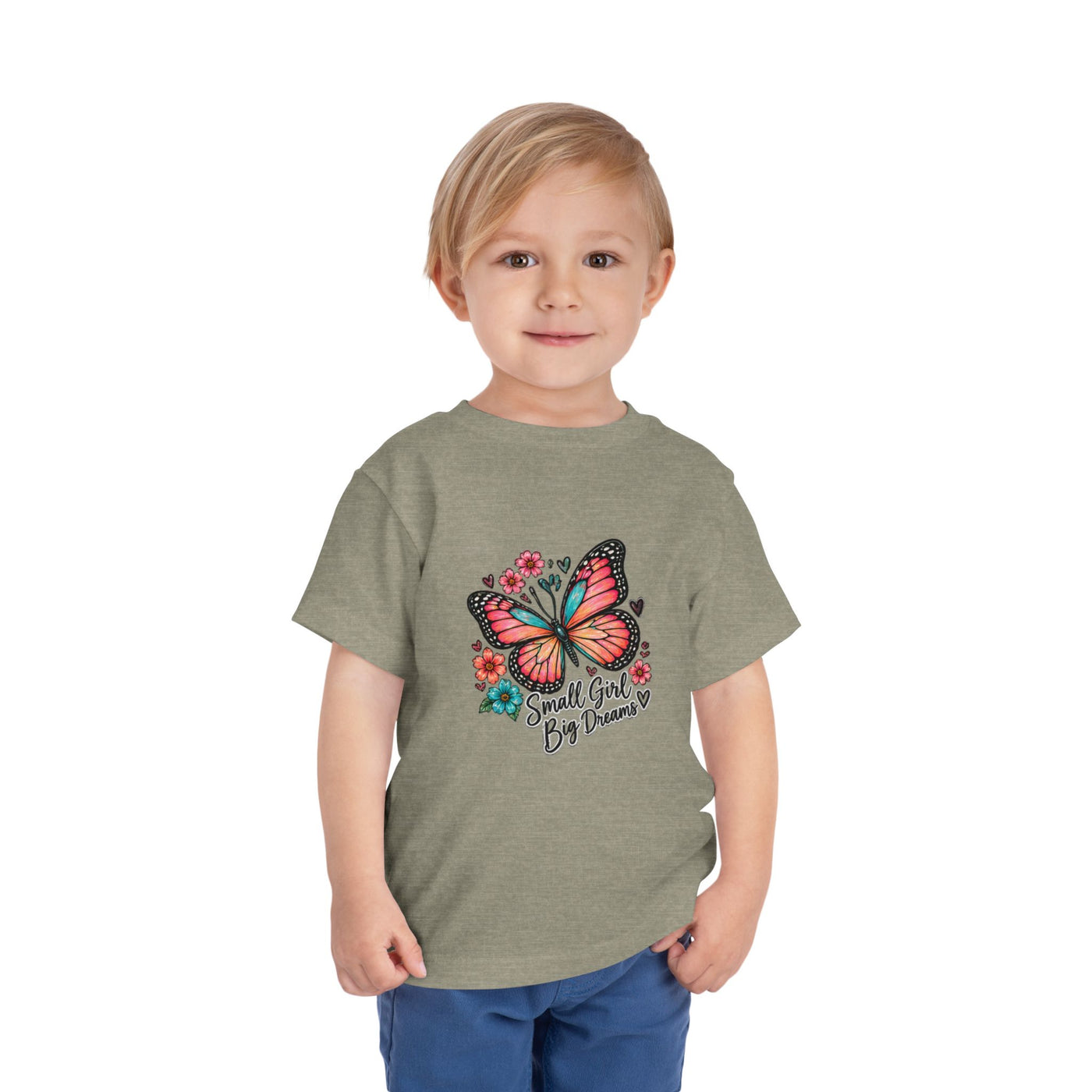 Toddler Tee — "Small Girl Big Dreams" Butterfly Floral Shirt