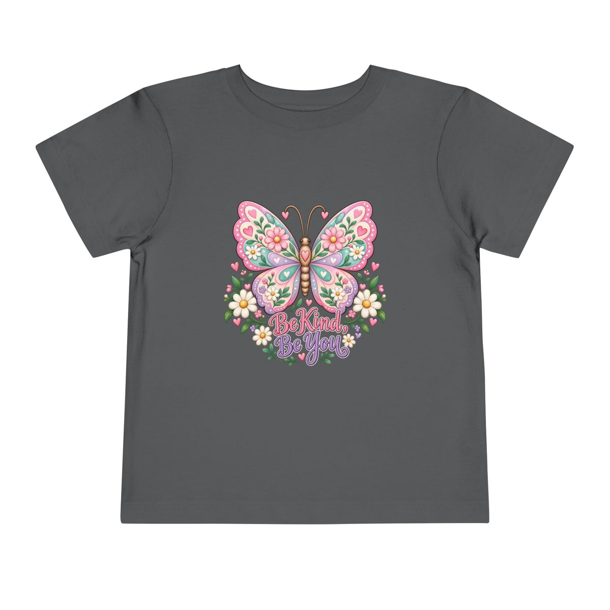 Toddler Tee — Pink Butterfly “Be Kind Be You” Floral Graphic