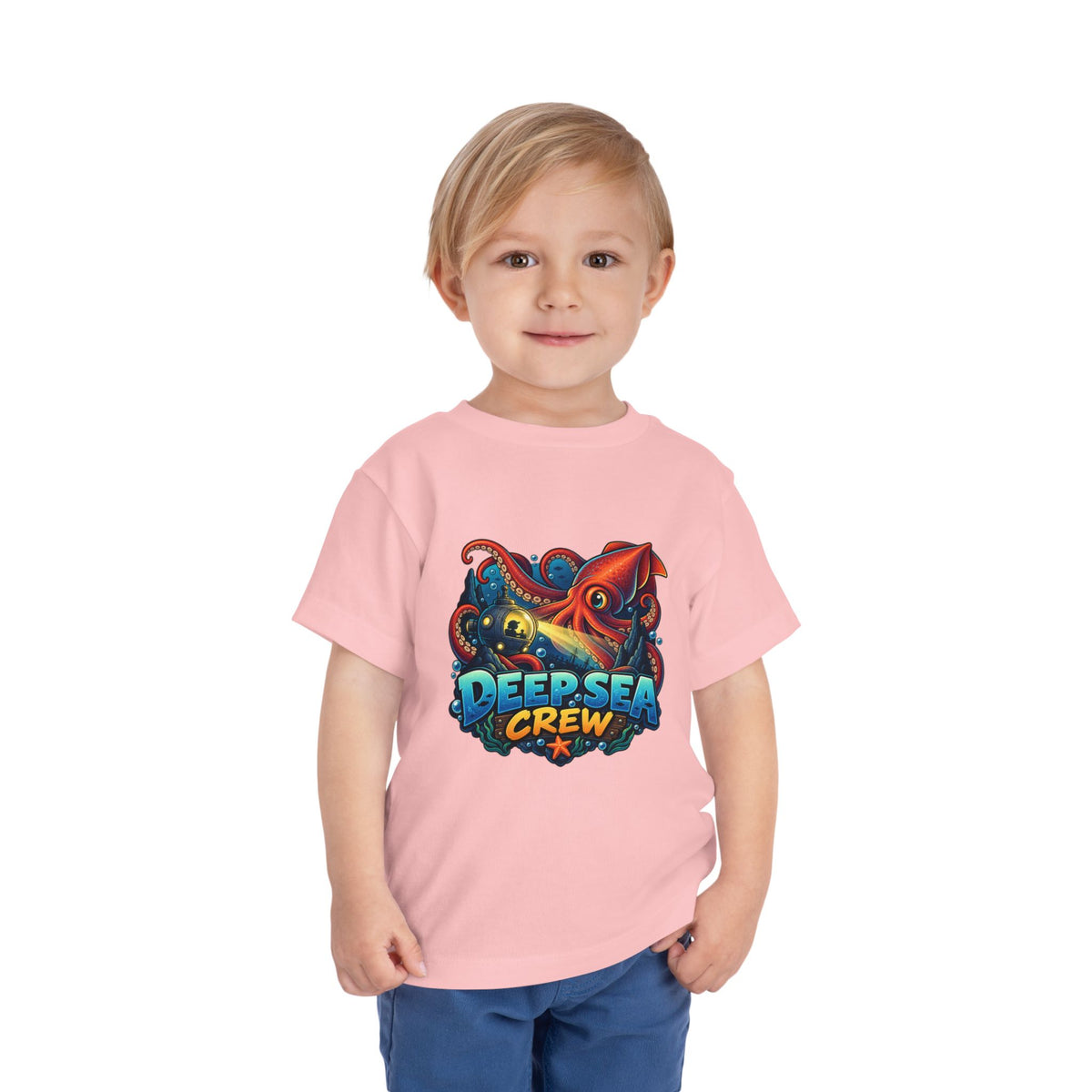 Toddler Tee — "Deep Sea Crew" Cute Squid Ocean Graphic Shirt