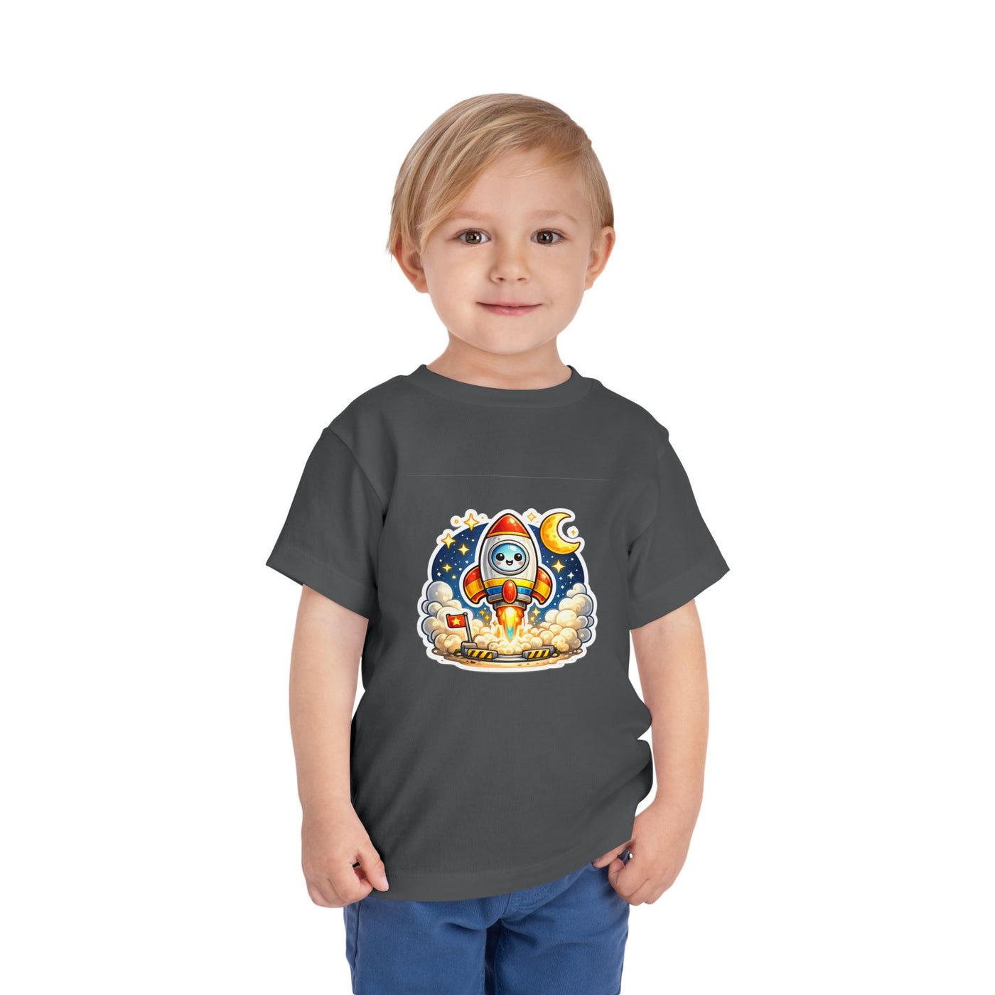 Toddler Tee — Cute Rocket Astronaut Launch Graphic