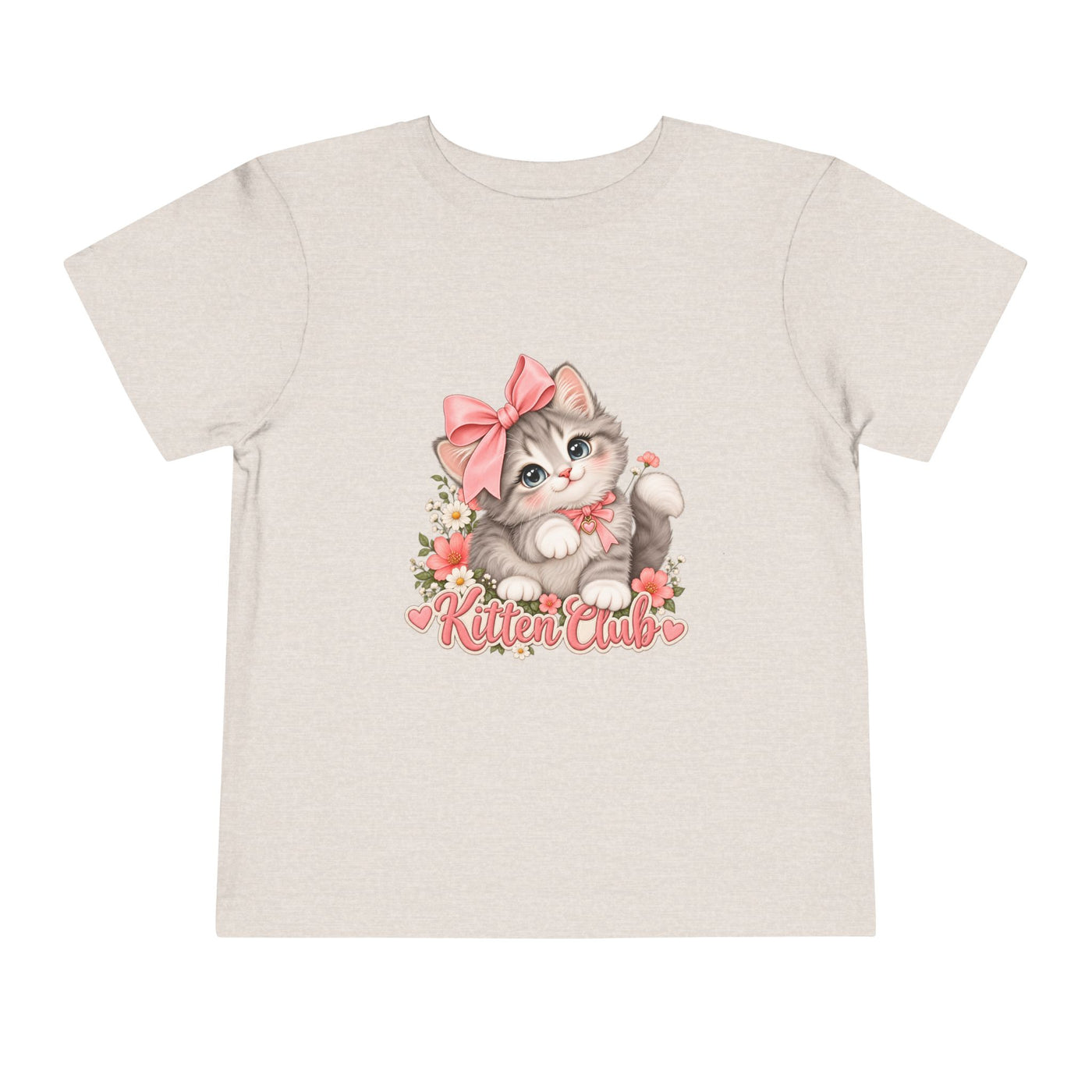 Toddler Tee — "Kitten Club" Cute Floral Bow Cat Shirt