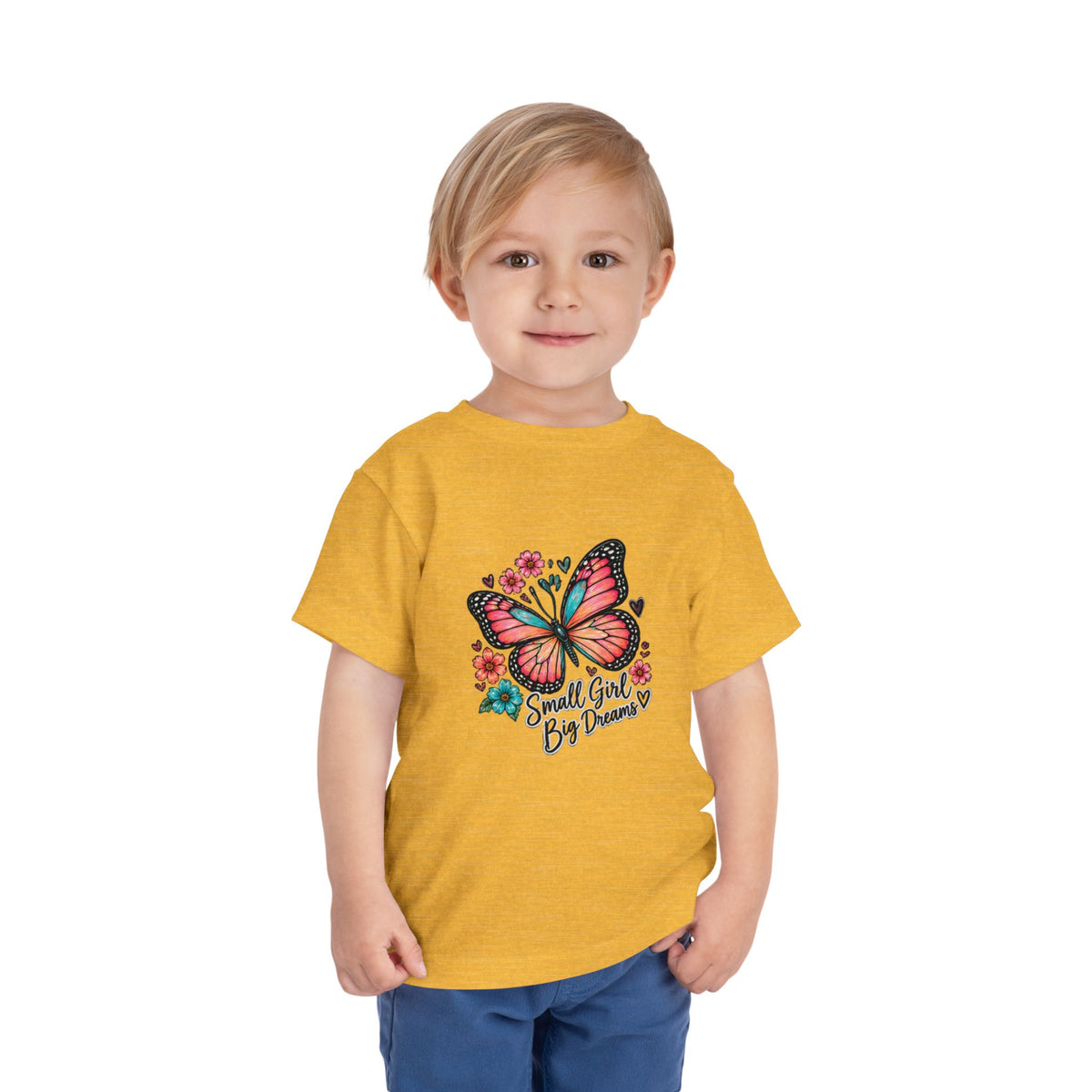 Toddler Tee — "Small Girl Big Dreams" Butterfly Floral Shirt