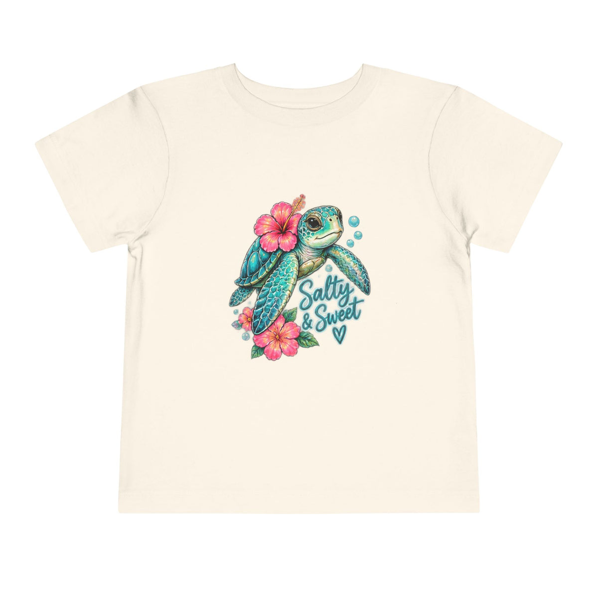 Toddler Tee — 'Salty & Sweet' Sea Turtle Floral Graphic