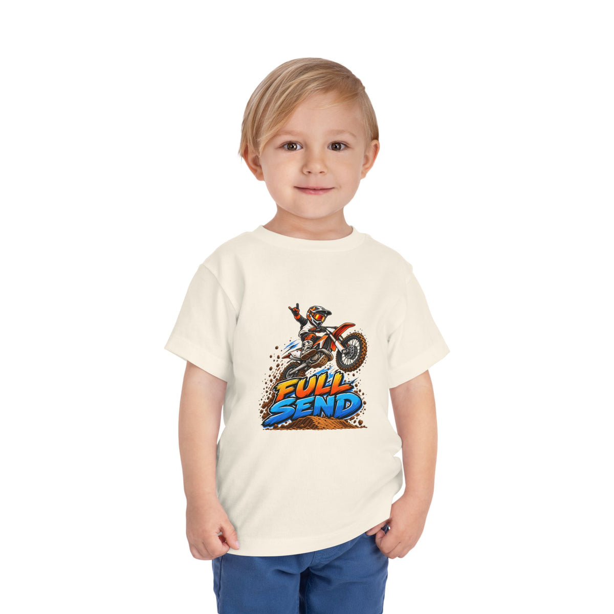 Toddler Tee — "Full Send" Dirt Bike Graphic