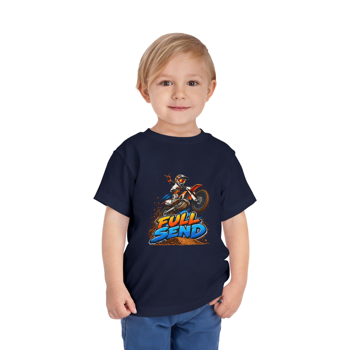Toddler Tee — "Full Send" Dirt Bike Graphic