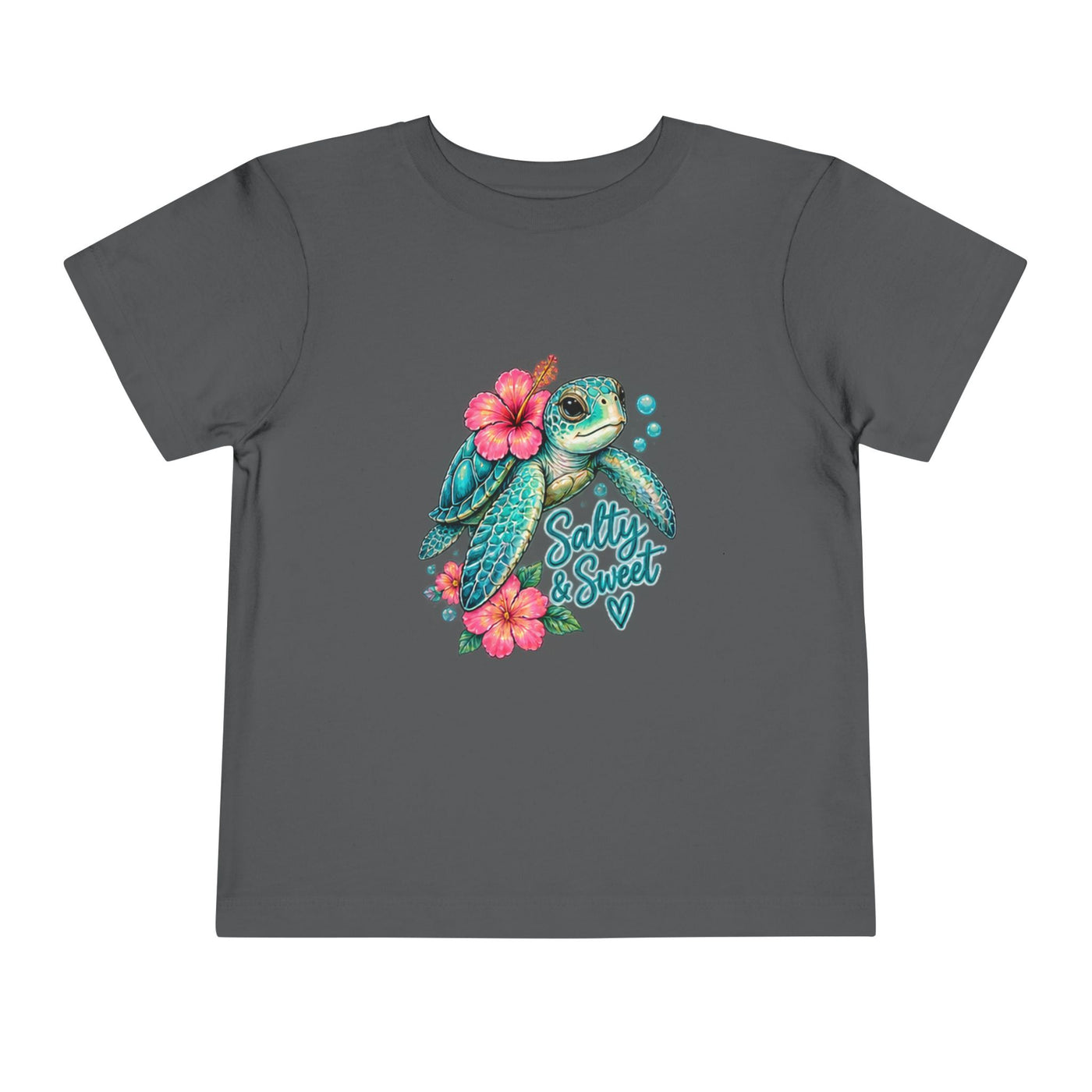 Toddler Tee — 'Salty & Sweet' Sea Turtle Floral Graphic
