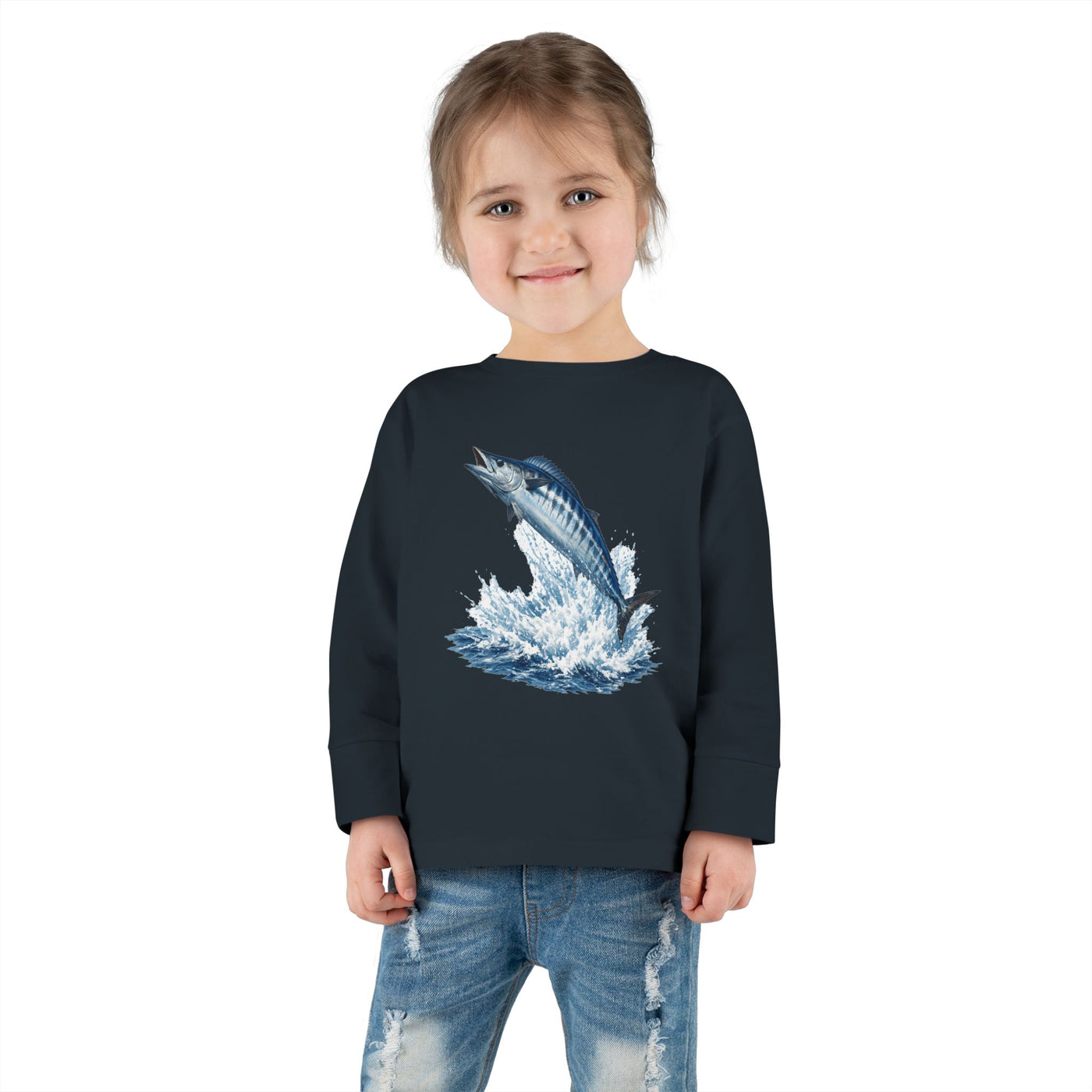 Toddler Long Sleeve Tee — Leaping Tuna Ocean Graphic