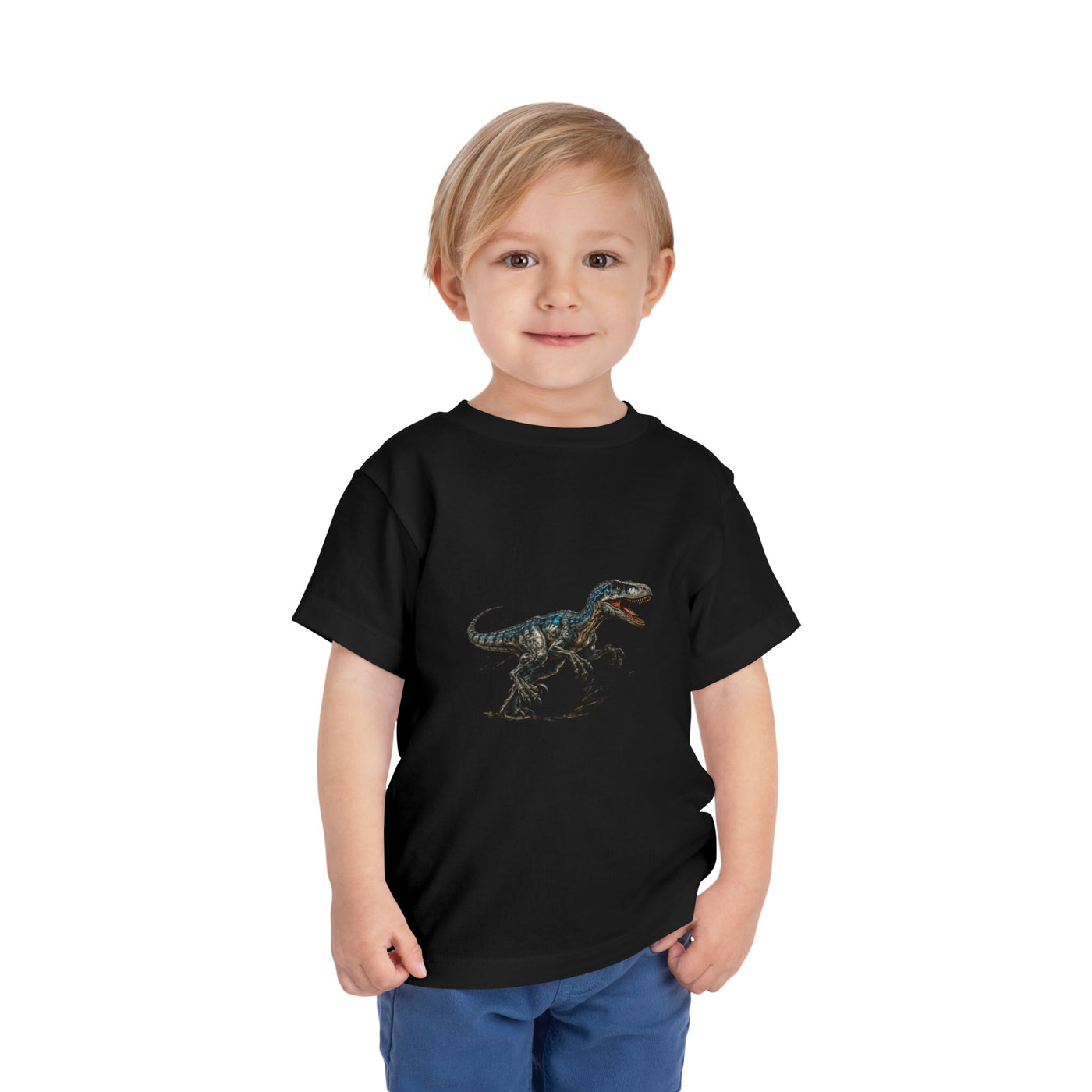 Toddler Tee — Running Velociraptor Dinosaur Graphic