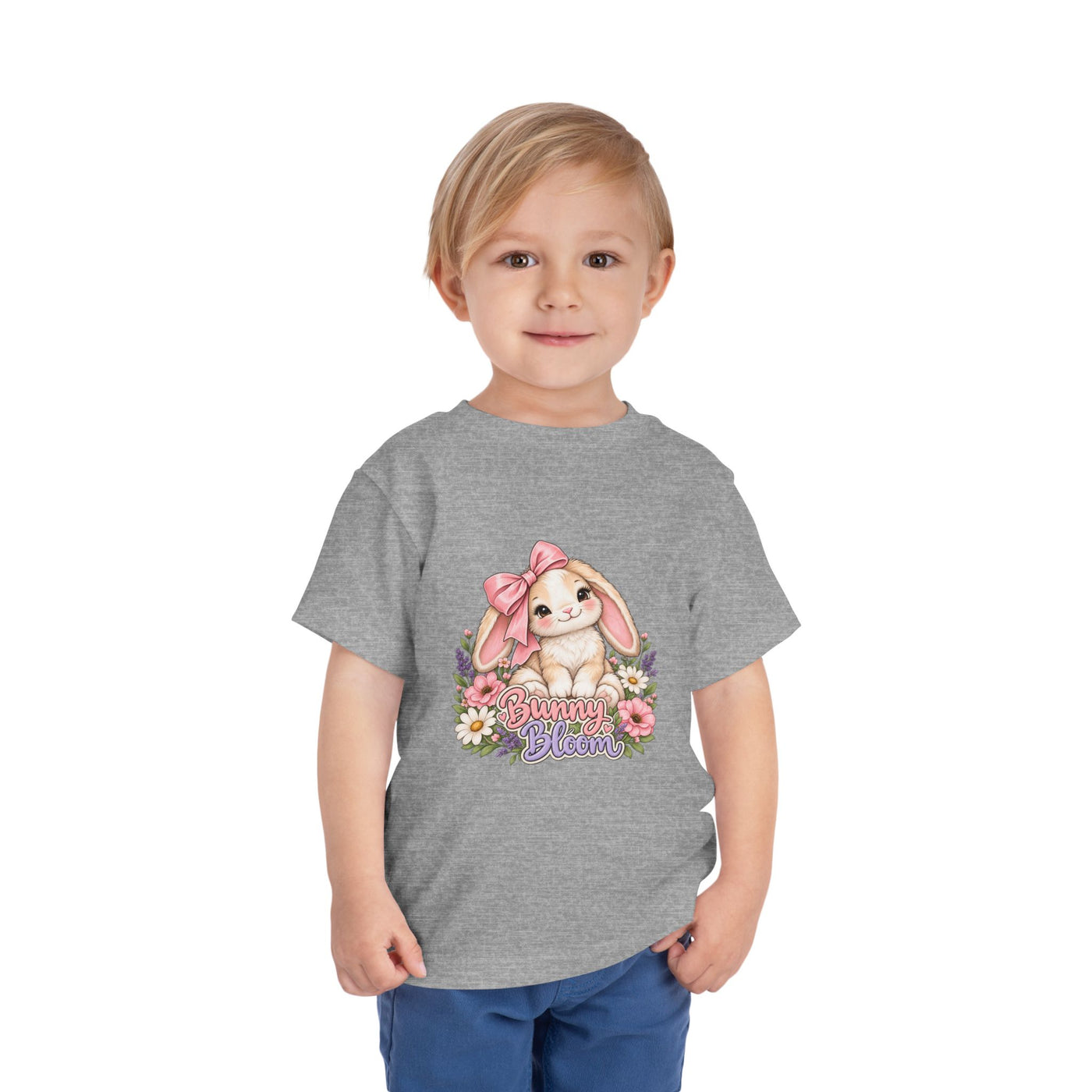 Toddler Tee — "Bunny Bloom" Cute Bunny with Flowers
