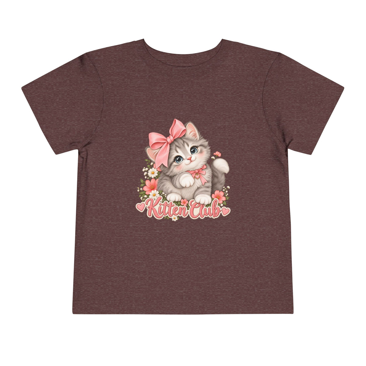 Toddler Tee — "Kitten Club" Cute Floral Bow Cat Shirt