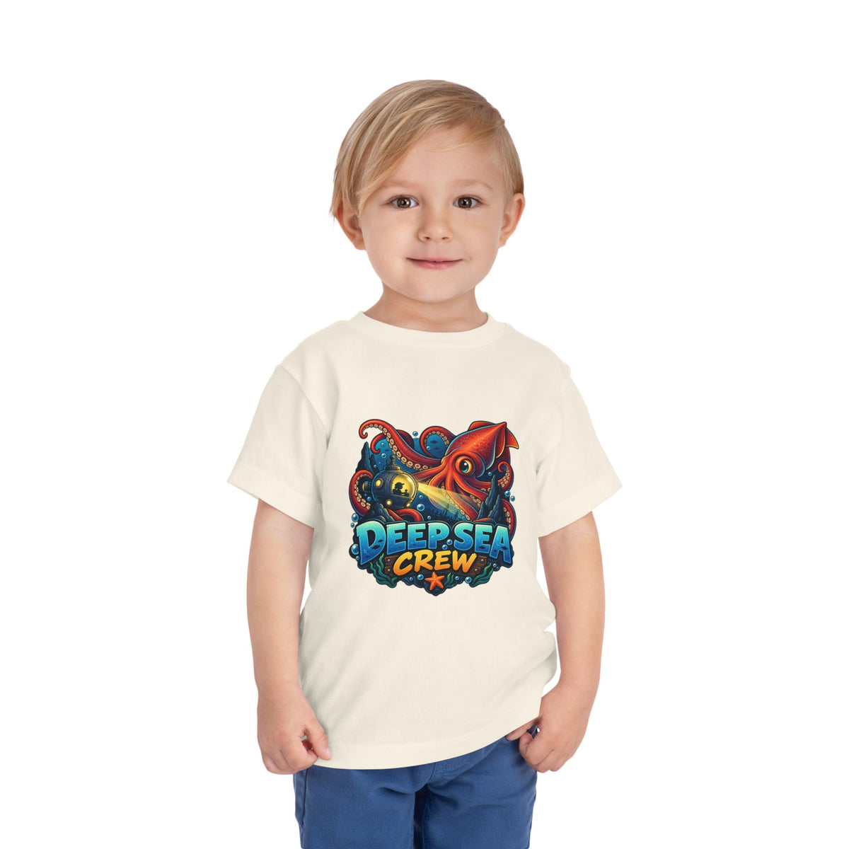 Toddler Tee — "Deep Sea Crew" Cute Squid Ocean Graphic Shirt