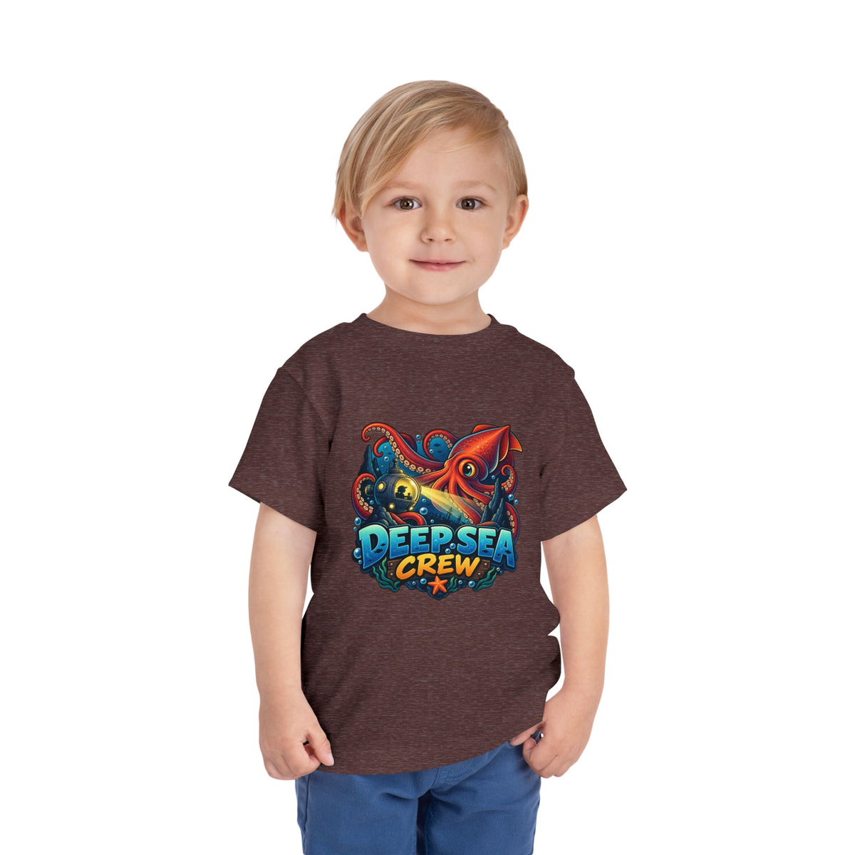 Toddler Tee — "Deep Sea Crew" Cute Squid Ocean Graphic Shirt