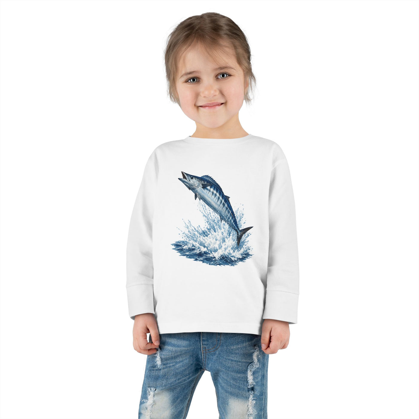 Toddler Long Sleeve Tee — Leaping Tuna Ocean Graphic