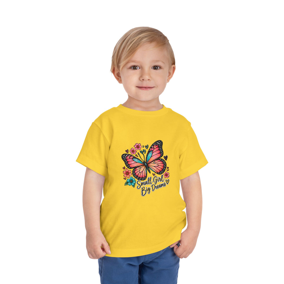 Toddler Tee — "Small Girl Big Dreams" Butterfly Floral Shirt
