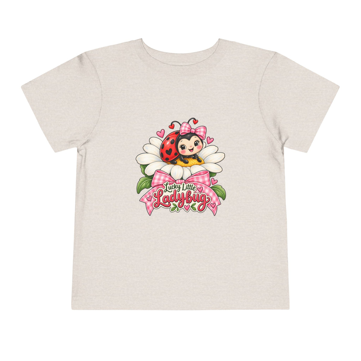 Cute Ladybug Toddler Tee — "Lucky Little Ladybug" Floral Graphic