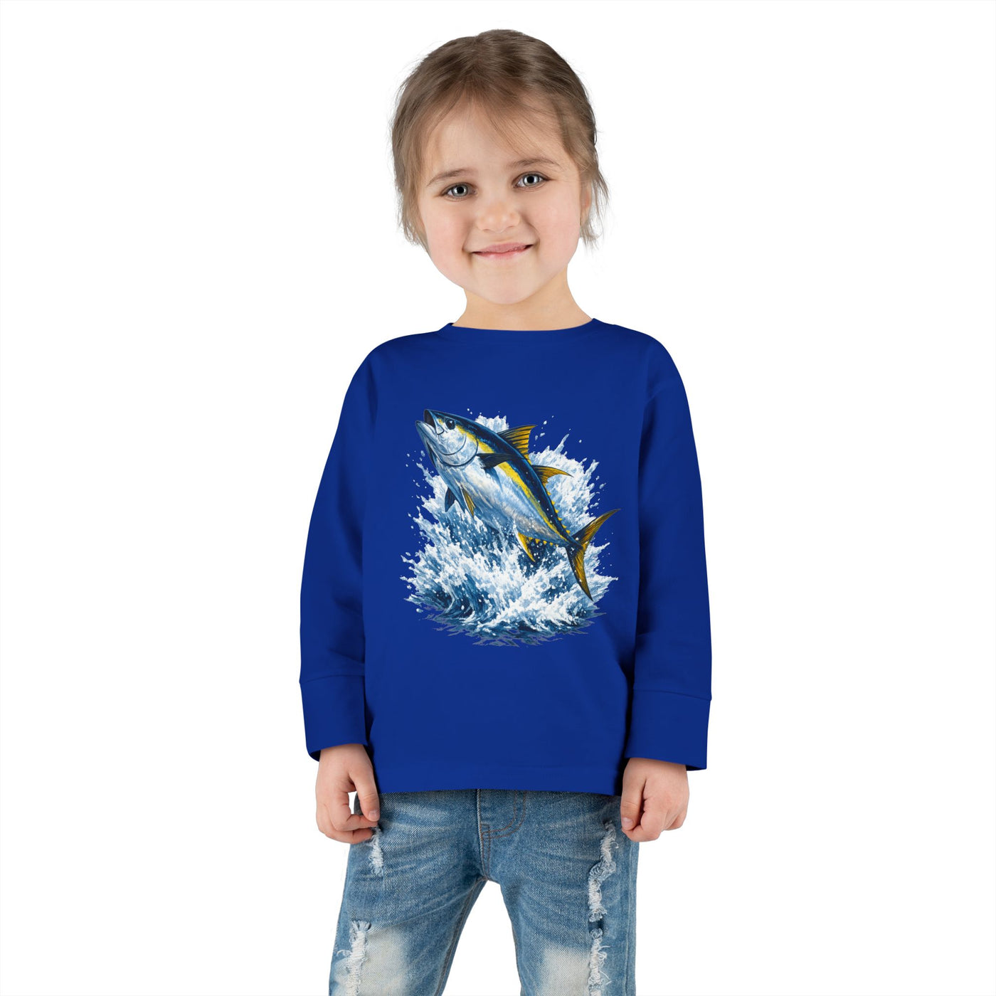 Toddler Long Sleeve Tee - Bluefin Tuna Splash Graphic
