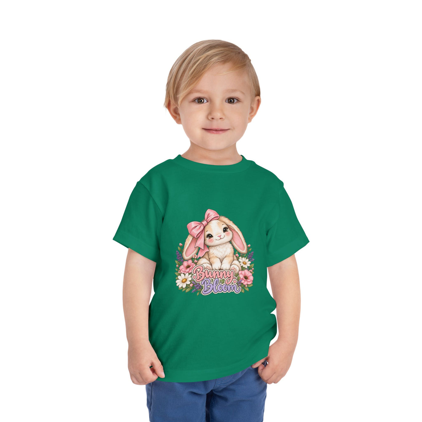 Toddler Tee — "Bunny Bloom" Cute Bunny with Flowers