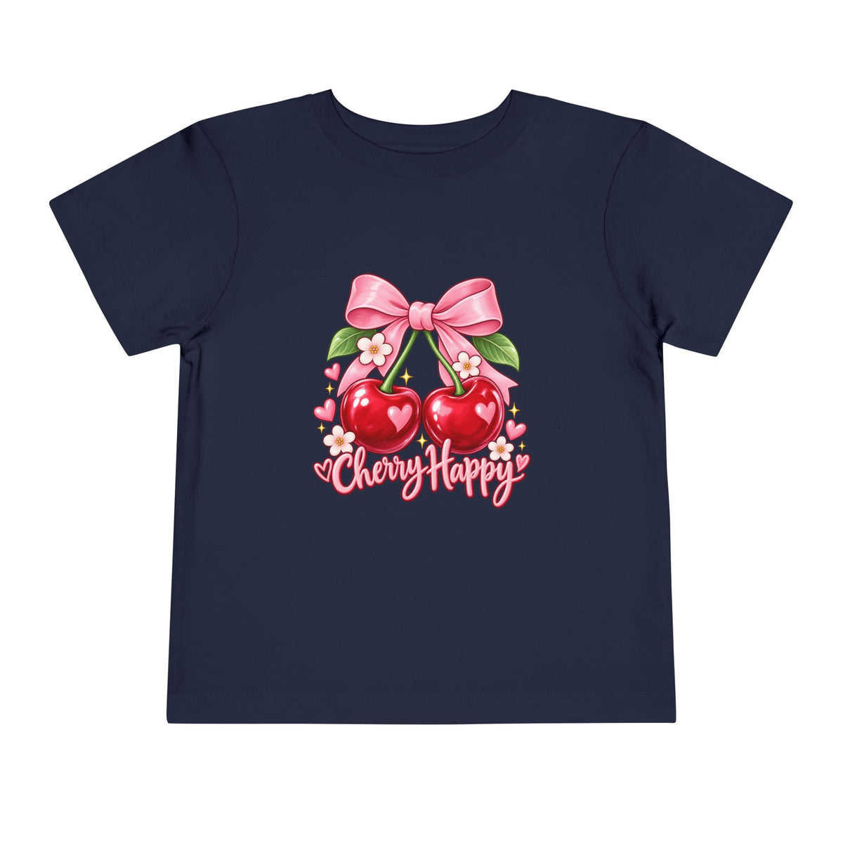 Toddler Cherry Happy Tee — Cute Pink Bow Cherries Kids Shirt
