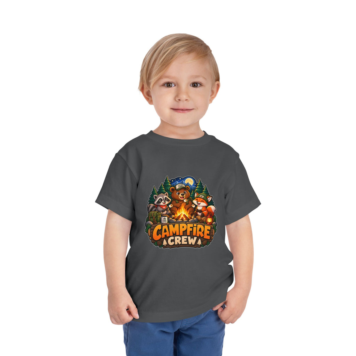 Toddler Tee — "Campfire Crew" Cute Woodland Animals Camping Shirt