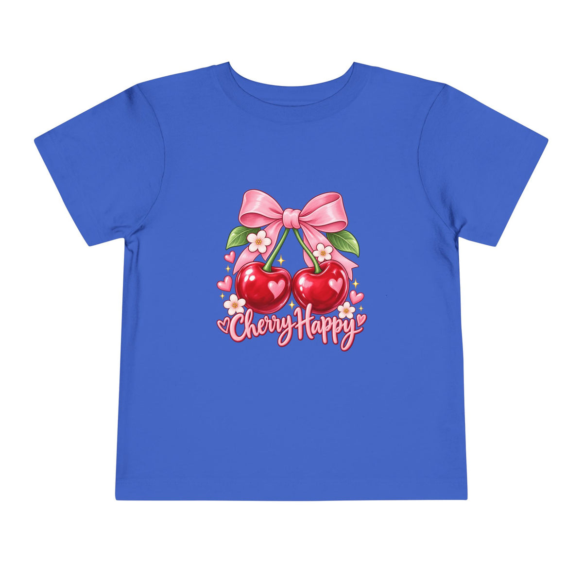 Toddler Cherry Happy Tee — Cute Pink Bow Cherries Kids Shirt