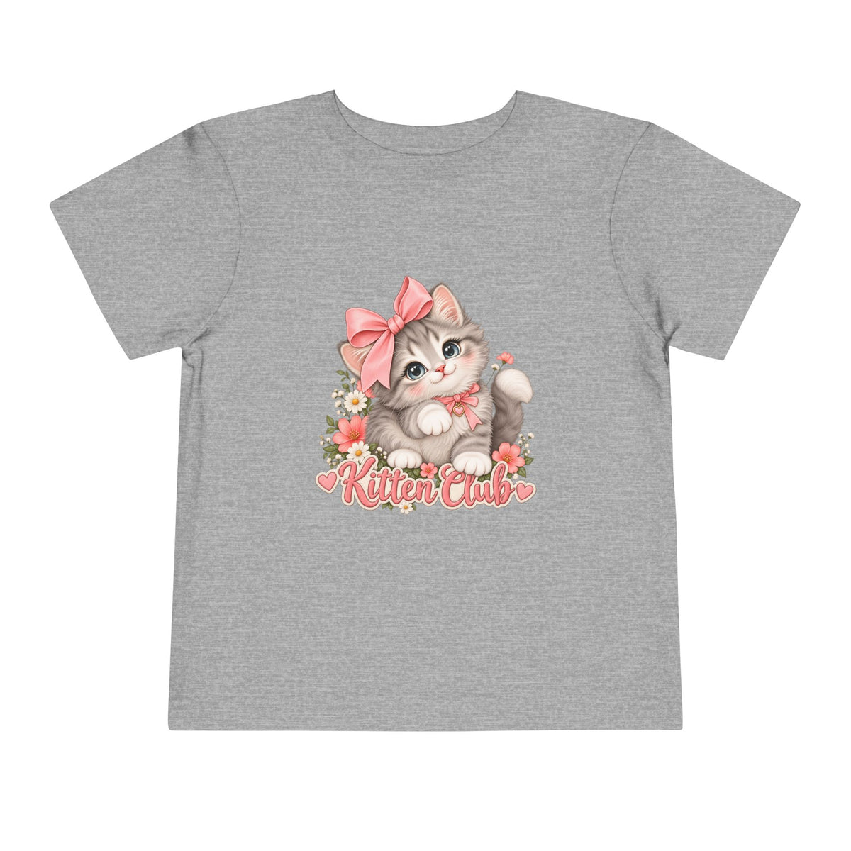Toddler Tee — "Kitten Club" Cute Floral Bow Cat Shirt