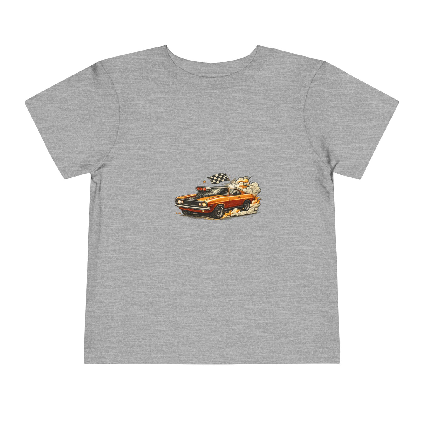 Toddler Tee — Vintage Muscle Car Cartoon with Checkered Flag