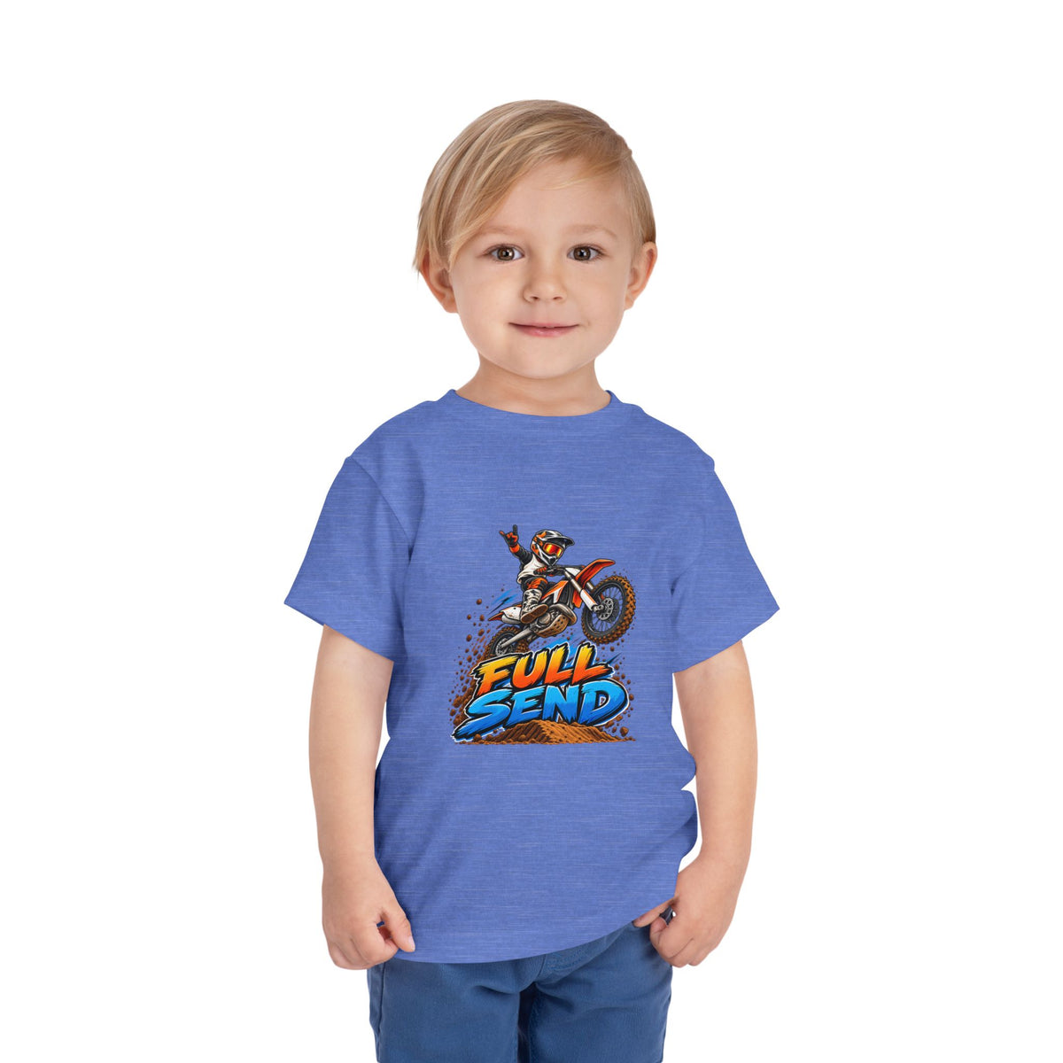 Toddler Tee — "Full Send" Dirt Bike Graphic
