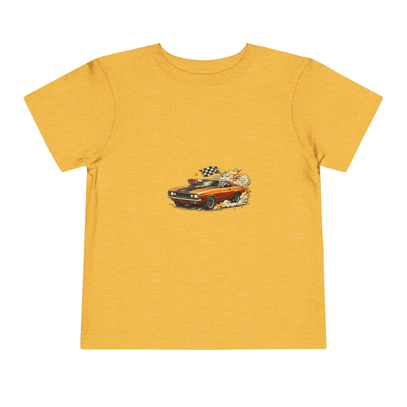 Toddler Tee — Vintage Muscle Car Cartoon with Checkered Flag