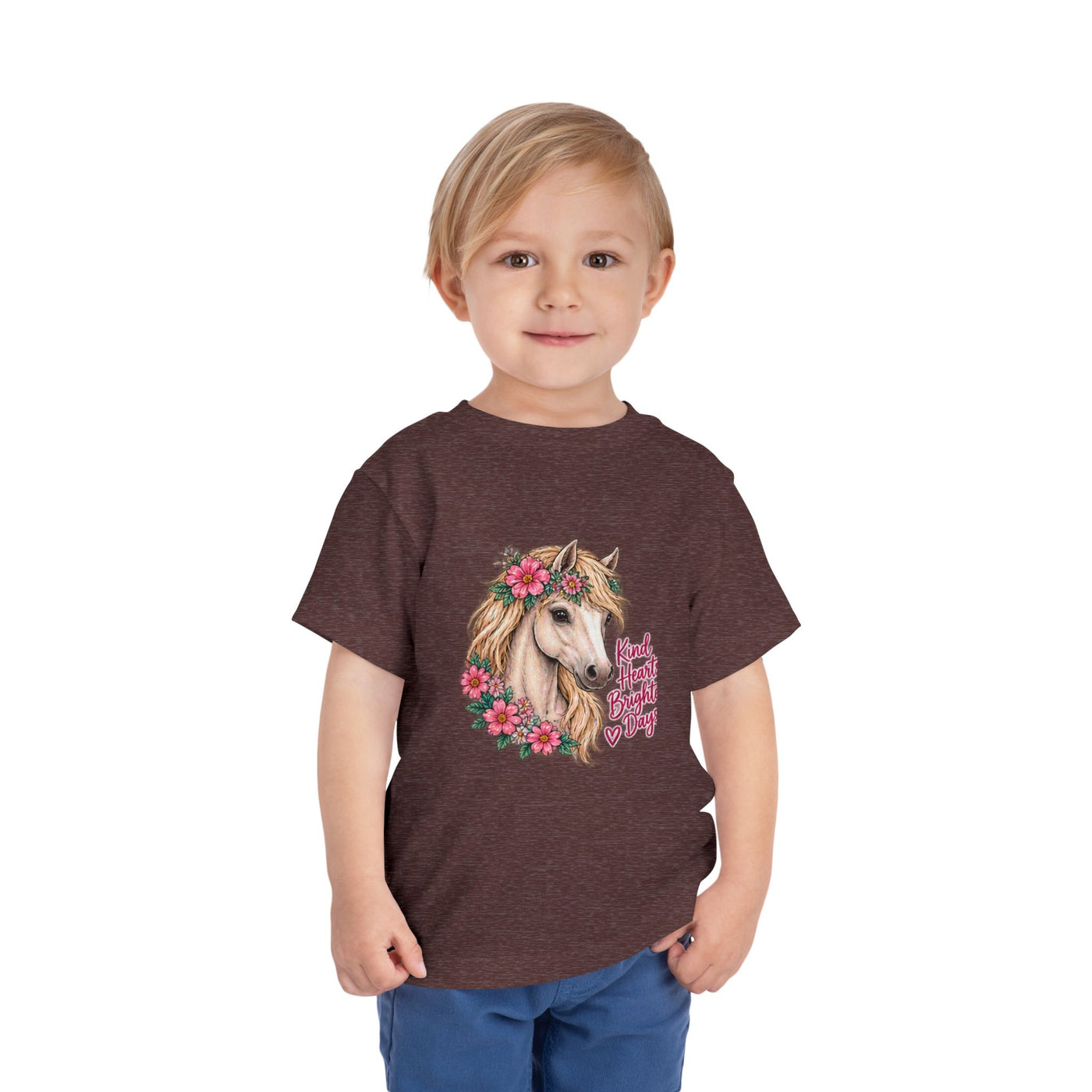 Toddler Tee — Floral Horse "Kind Hearts Bright Days" Cute Pony Shirt