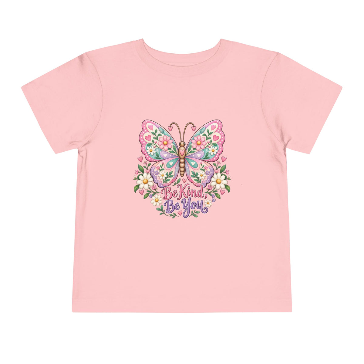 Toddler Tee — Pink Butterfly “Be Kind Be You” Floral Graphic