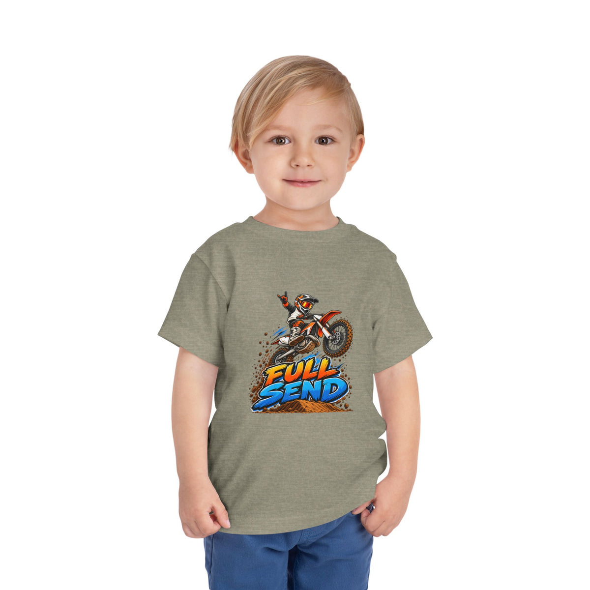 Toddler Tee — "Full Send" Dirt Bike Graphic