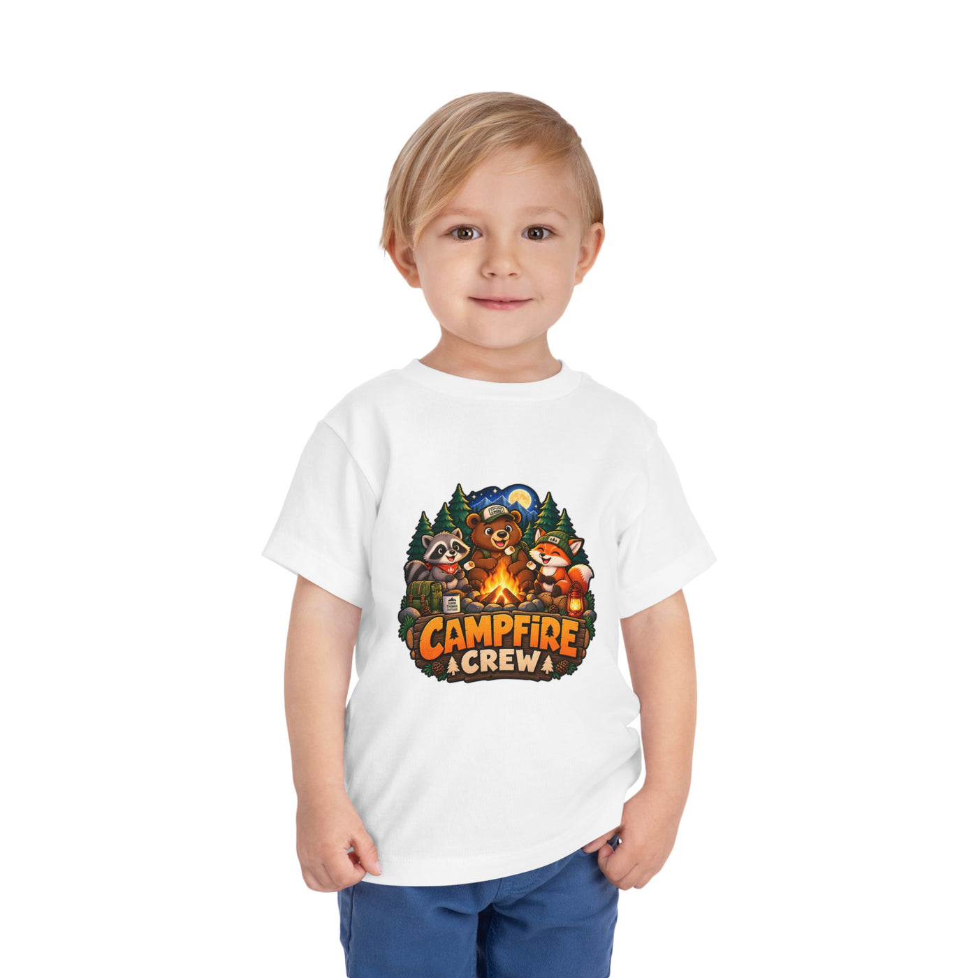 Toddler Tee — "Campfire Crew" Cute Woodland Animals Camping Shirt