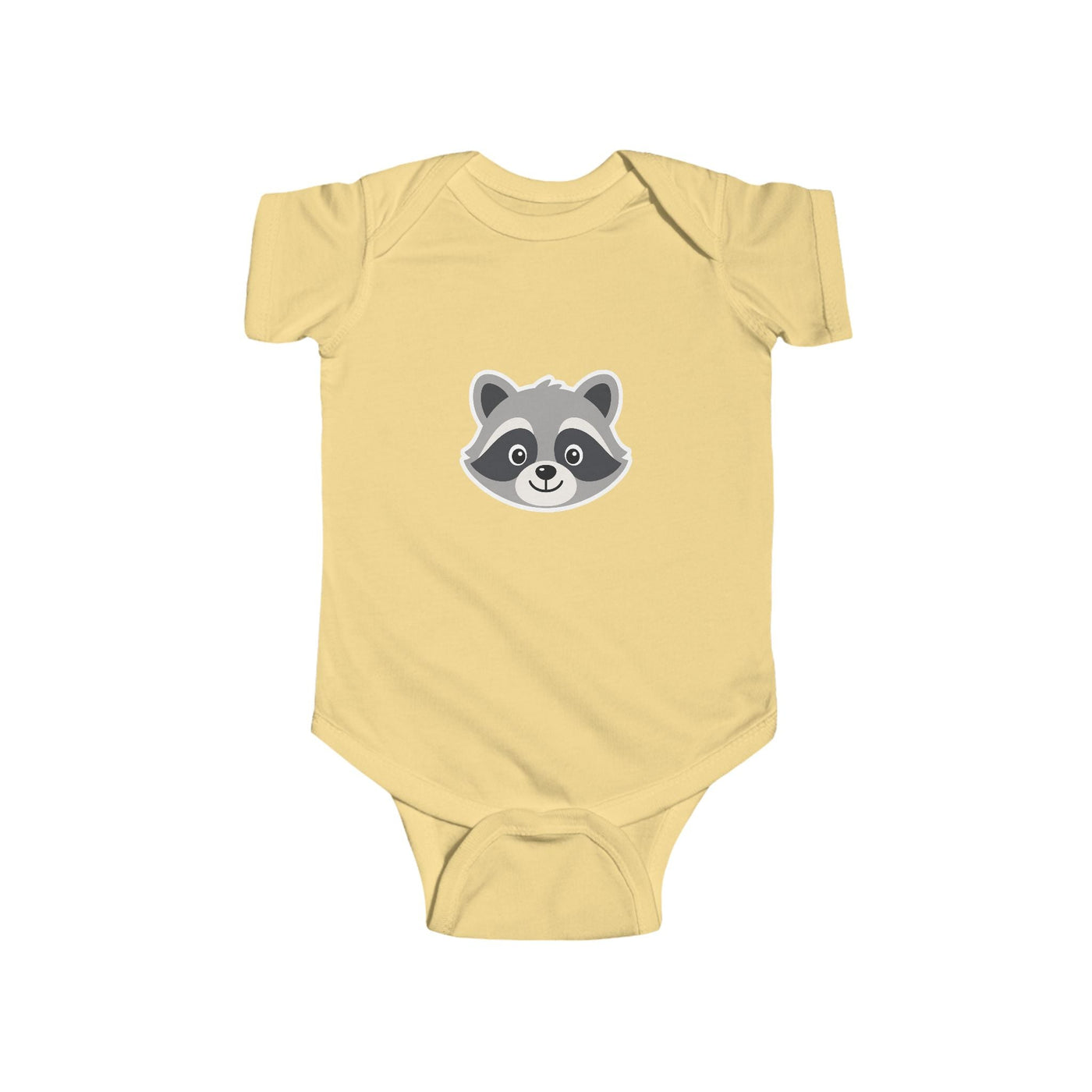 Baby Bodysuit with Cute Raccoon Face - Infant Onesie, Newborn Gift - Front Patch Kids Co.