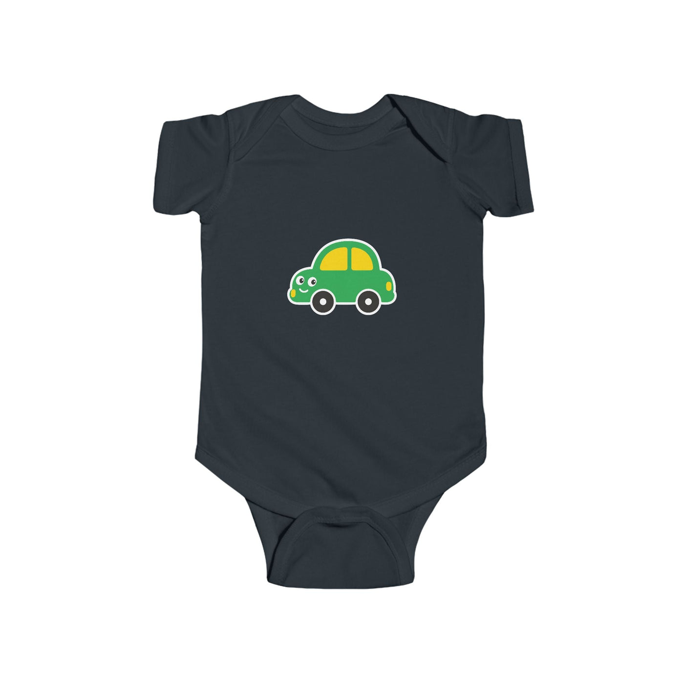 Cute Green Car Infant Bodysuit — Baby Vehicle Onesie - Front Patch Kids Co.