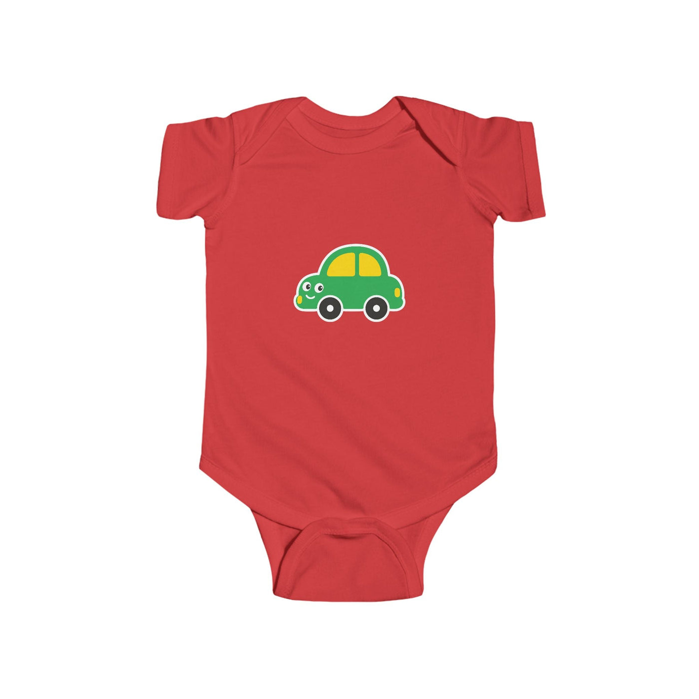 Cute Green Car Infant Bodysuit — Baby Vehicle Onesie - Front Patch Kids Co.