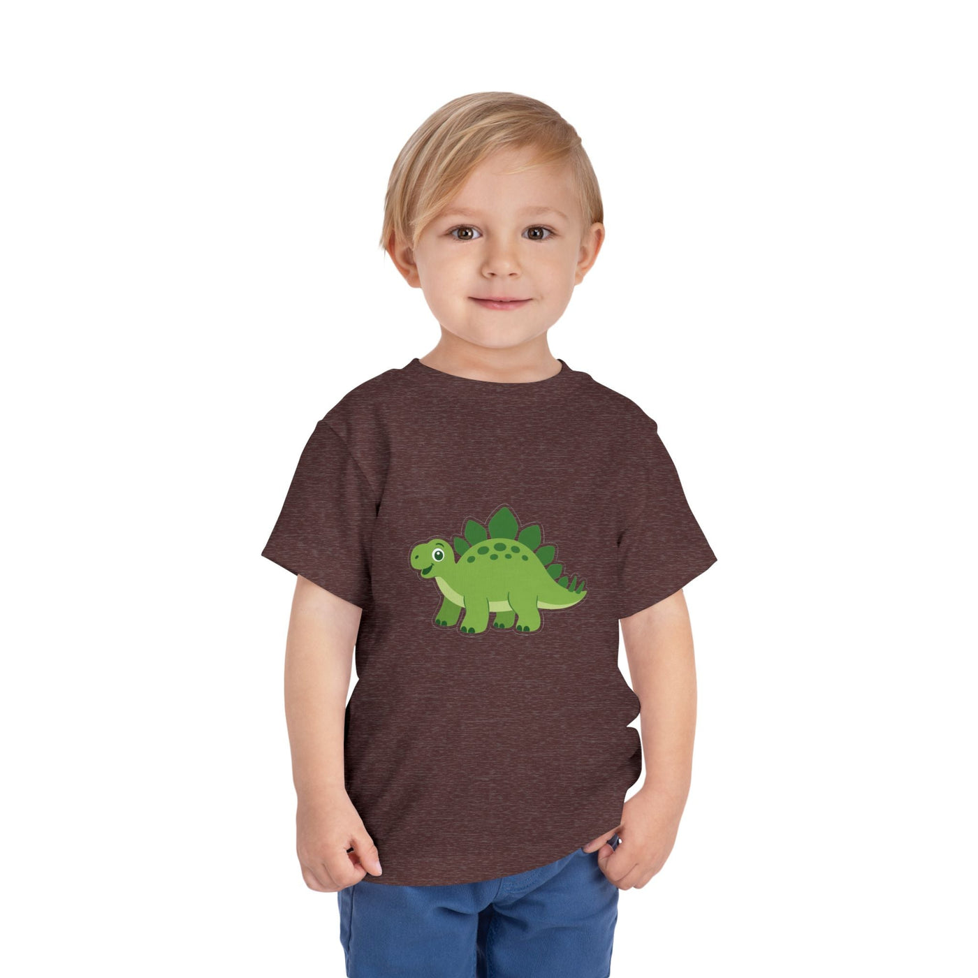 Cute Green Stegosaurus Toddler Tee – Dinosaur Short Sleeve Shirt for Kids - Front Patch Kids Co.