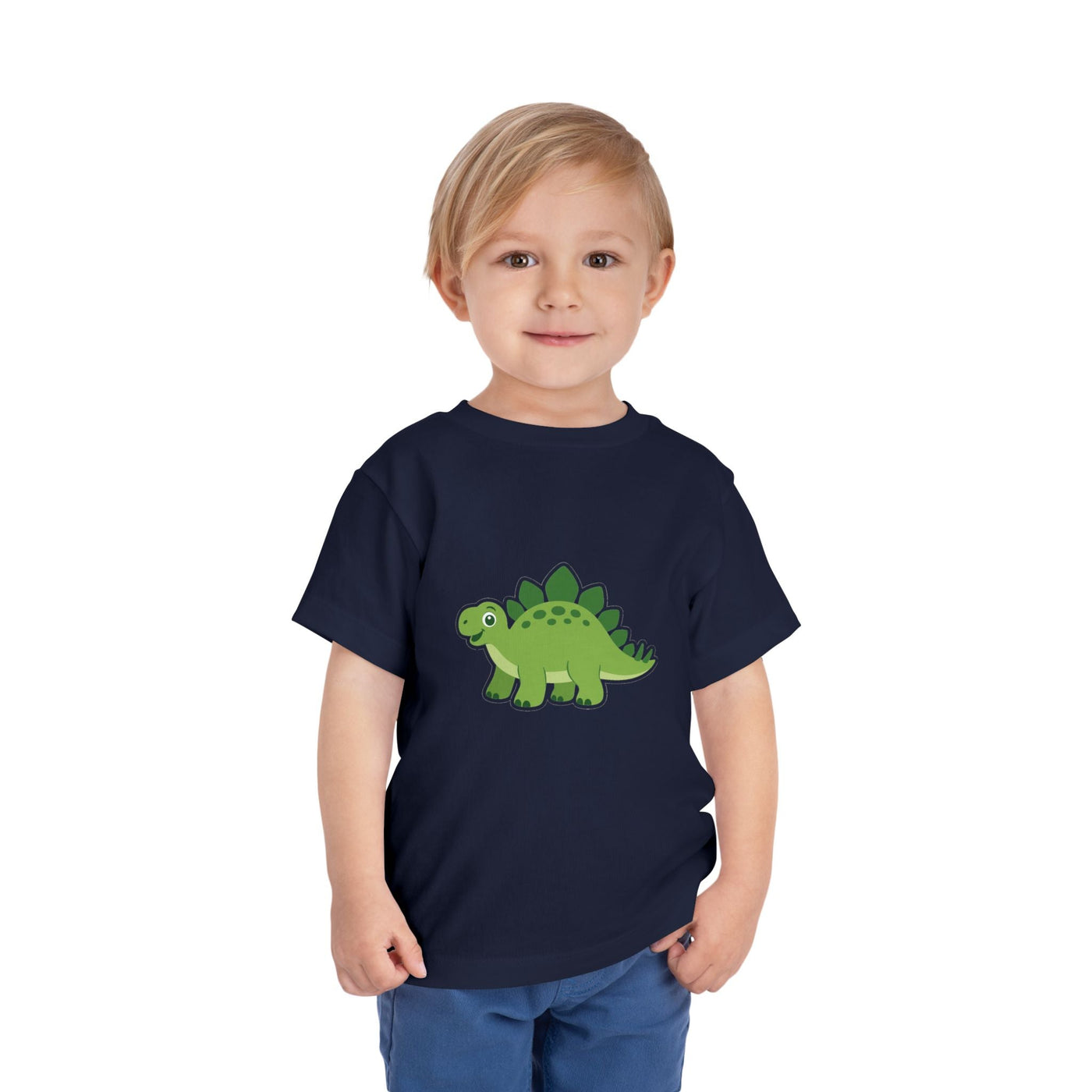 Cute Green Stegosaurus Toddler Tee – Dinosaur Short Sleeve Shirt for Kids - Front Patch Kids Co.