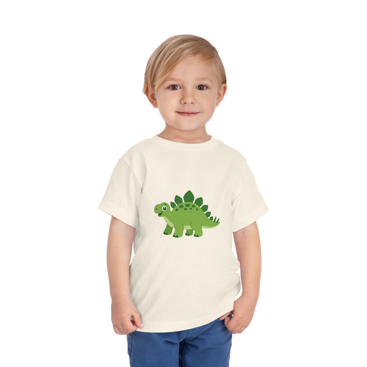 Cute Green Stegosaurus Toddler Tee – Dinosaur Short Sleeve Shirt for Kids - Front Patch Kids Co.