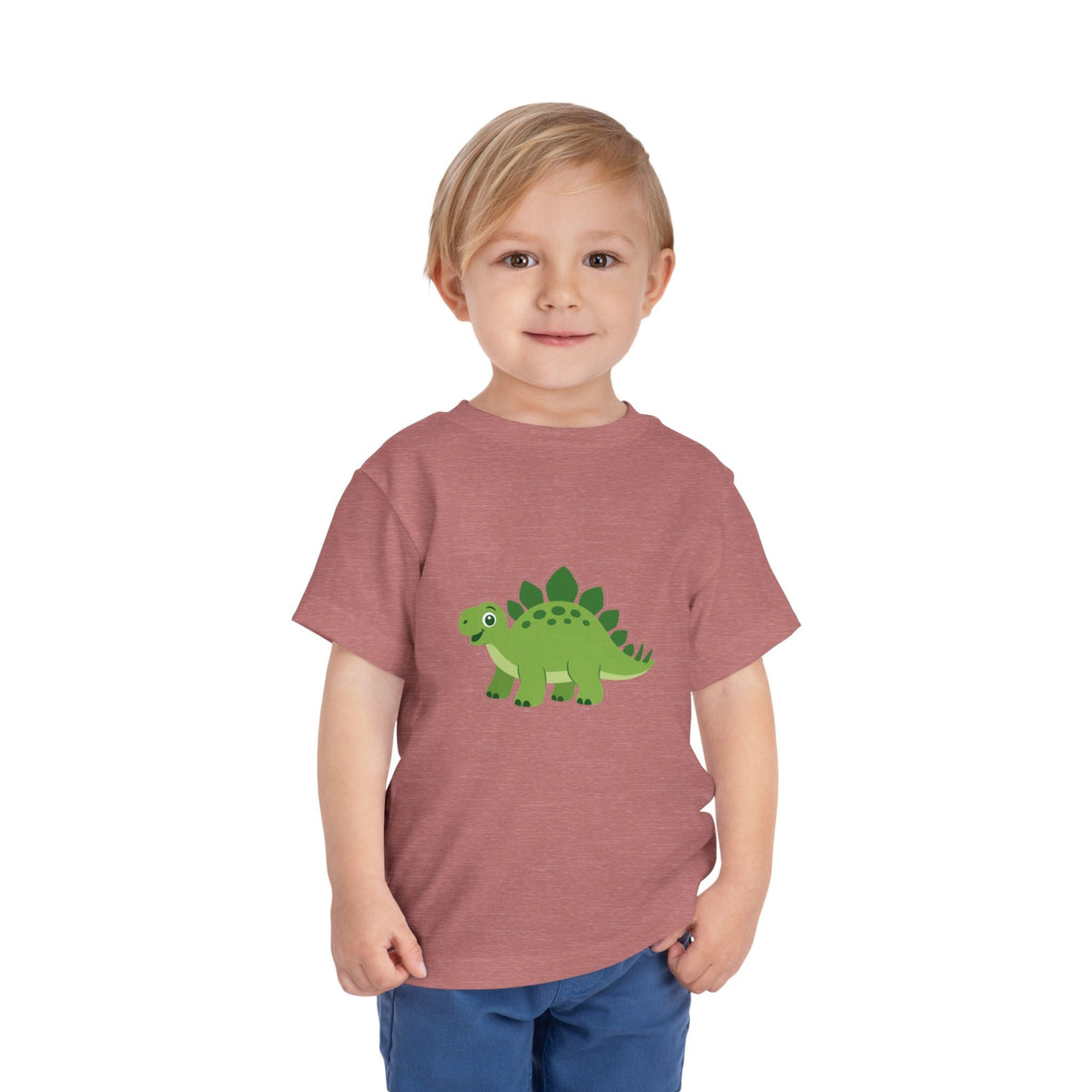 Cute Green Stegosaurus Toddler Tee – Dinosaur Short Sleeve Shirt for Kids - Front Patch Kids Co.