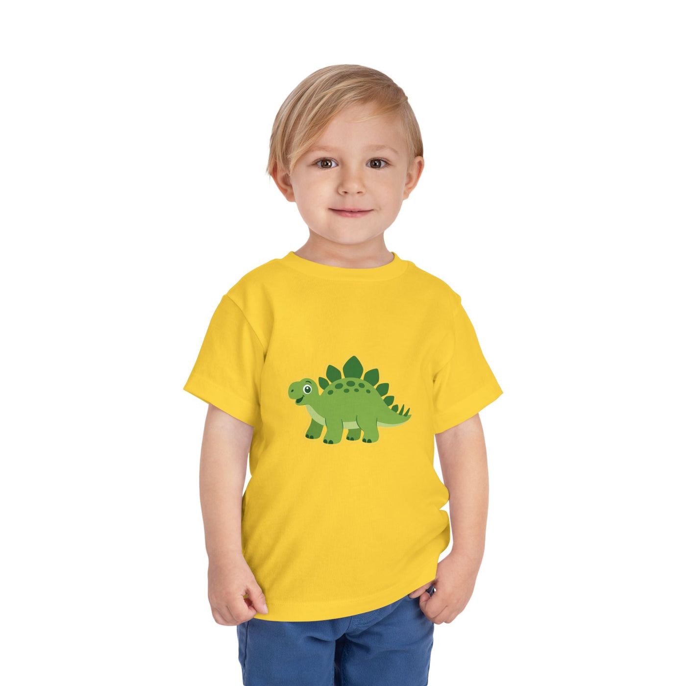 Cute Green Stegosaurus Toddler Tee – Dinosaur Short Sleeve Shirt for Kids - Front Patch Kids Co.