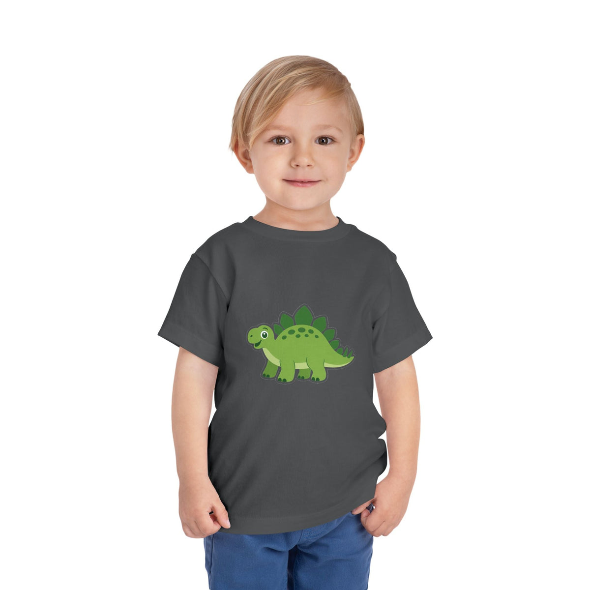Cute Green Stegosaurus Toddler Tee – Dinosaur Short Sleeve Shirt for Kids - Front Patch Kids Co.